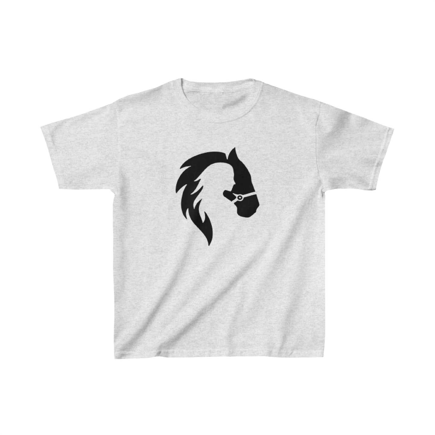 Silhouette of Girl and Horse - Kids Cotton Tee - Black Logo