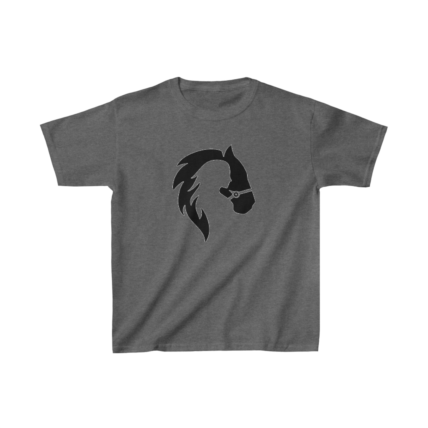 Silhouette of Girl and Horse - Kids Cotton Tee - Black Logo