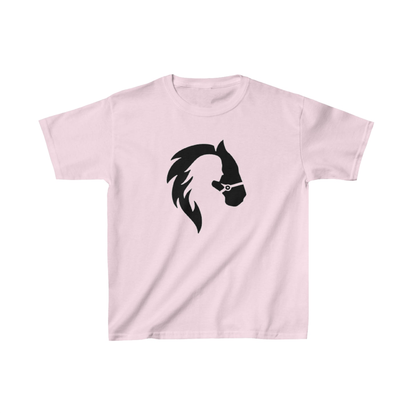 Silhouette of Girl and Horse - Kids Cotton Tee - Black Logo