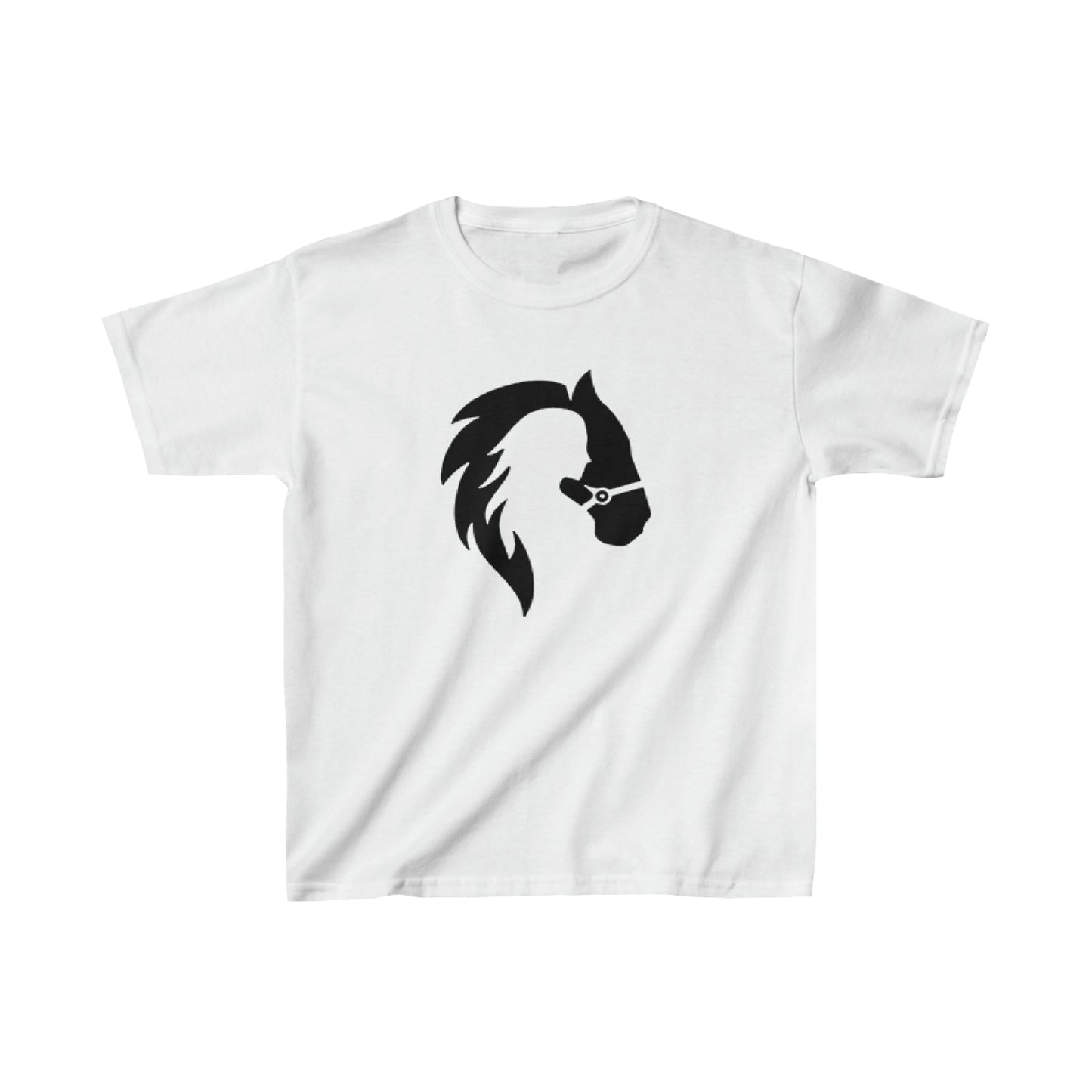 Silhouette of Girl and Horse - Kids Cotton Tee - White Logo