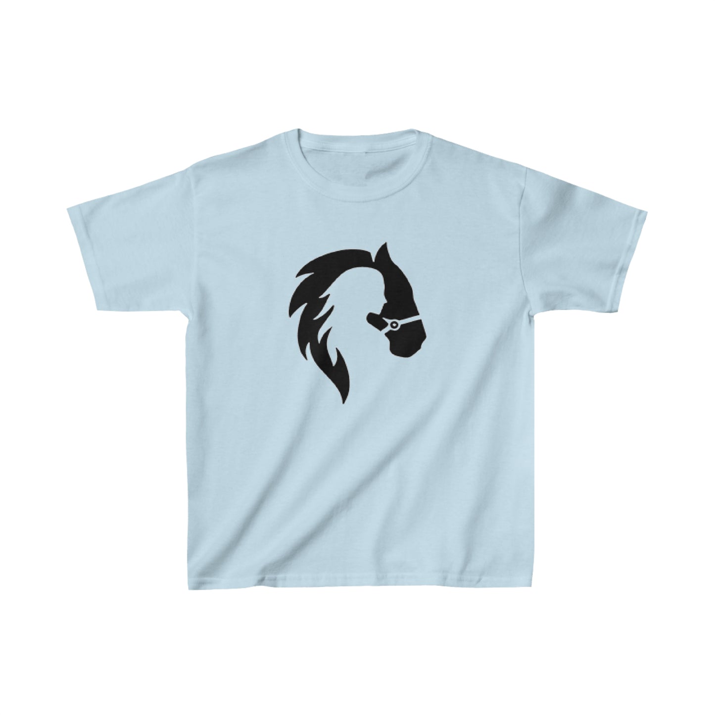 Silhouette of Girl and Horse - Kids Cotton Tee - Black Logo
