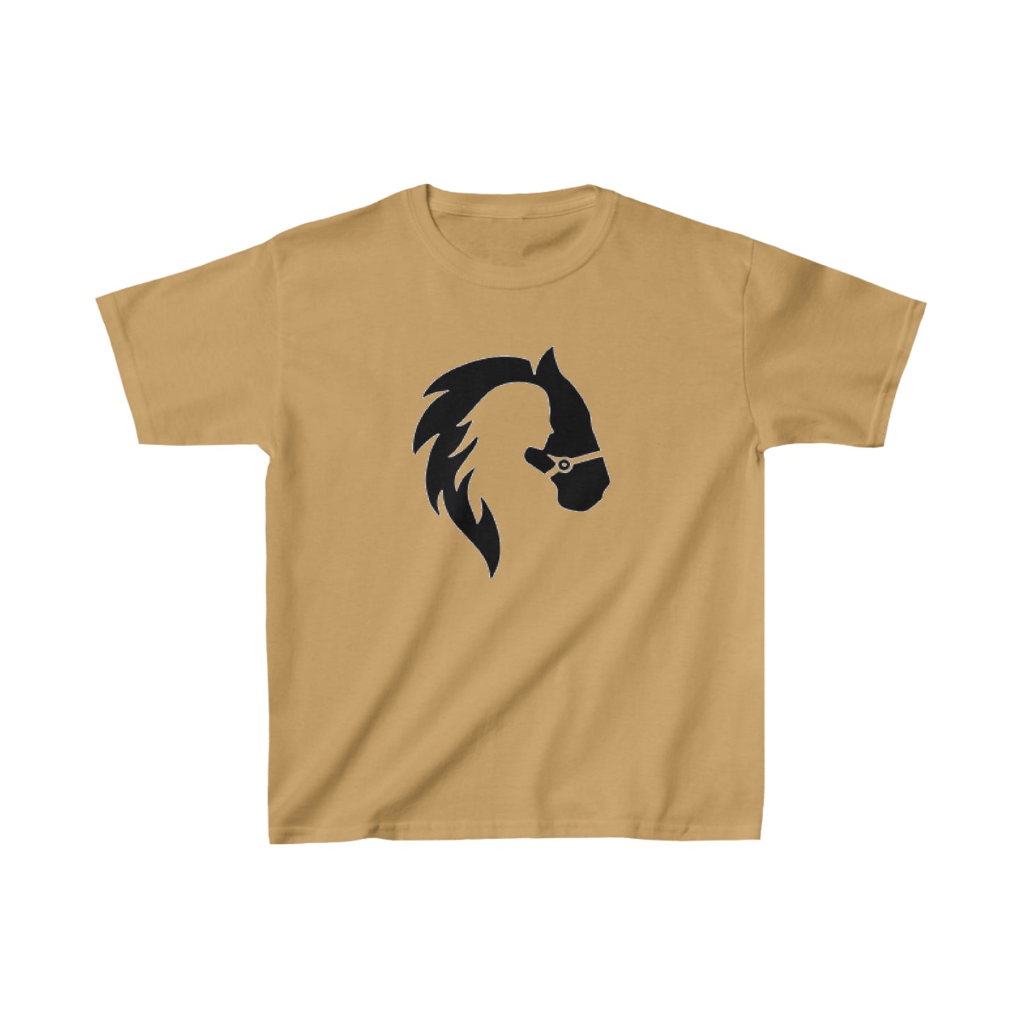 Silhouette of Girl and Horse - Kids Cotton Tee - Black Logo