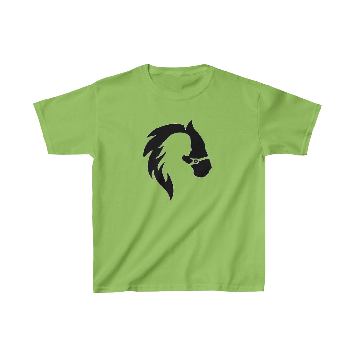 Silhouette of Girl and Horse - Kids Cotton Tee - Black Logo