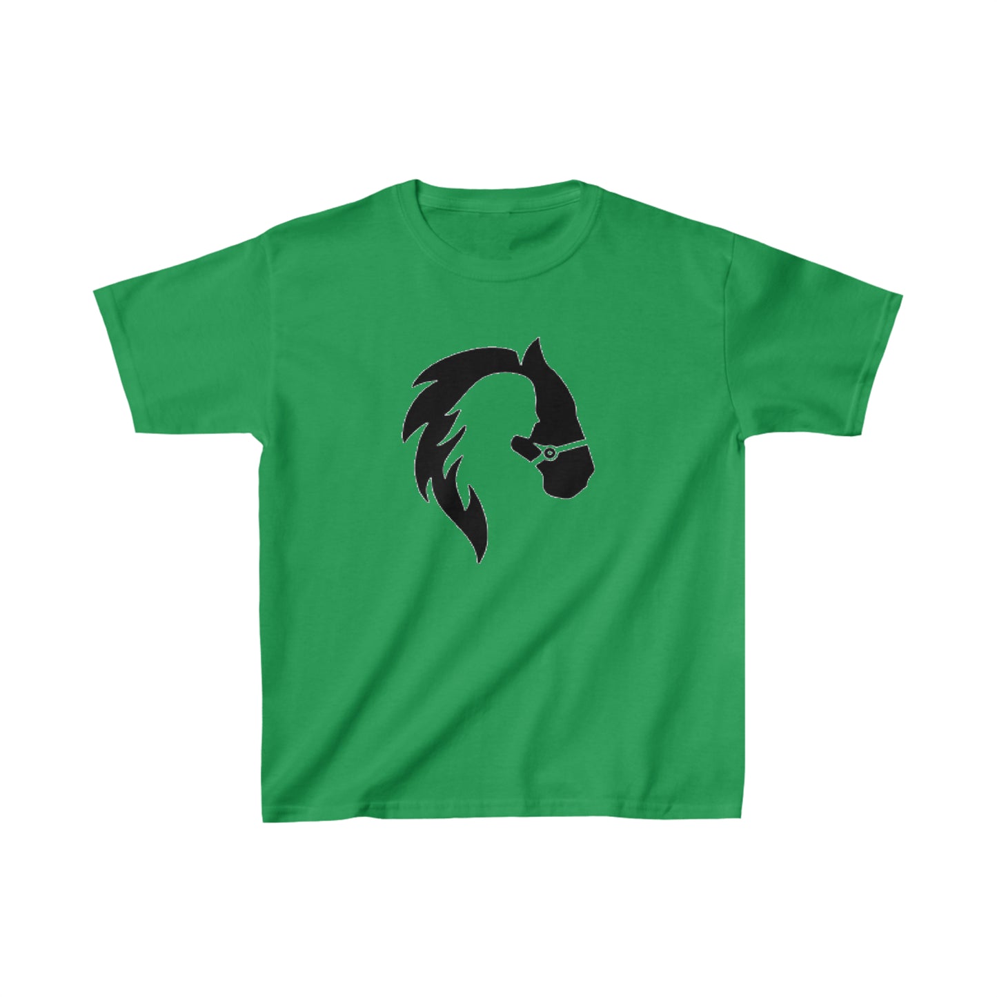 Silhouette of Girl and Horse - Kids Cotton Tee - Black Logo