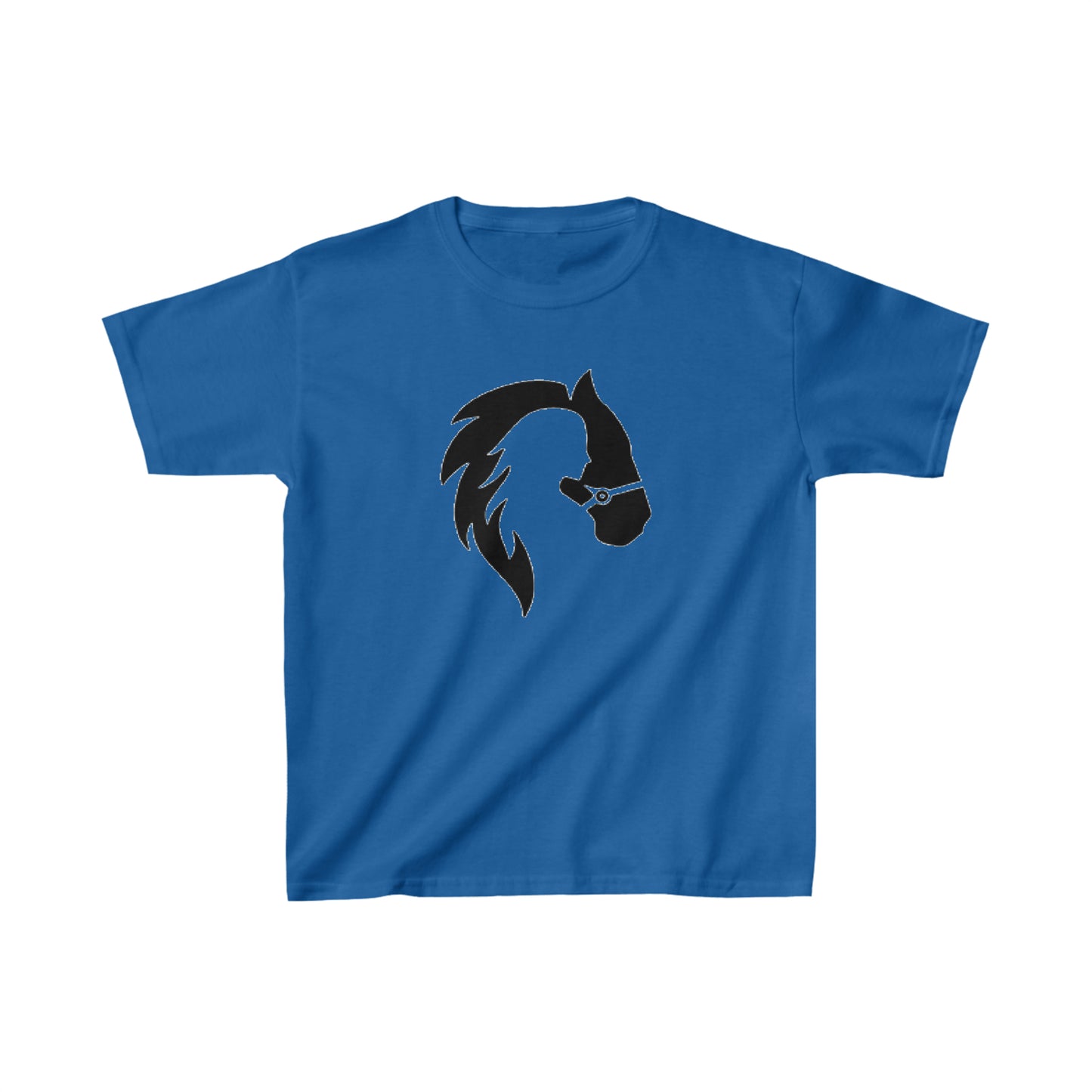 Silhouette of Girl and Horse - Kids Cotton Tee - Black Logo