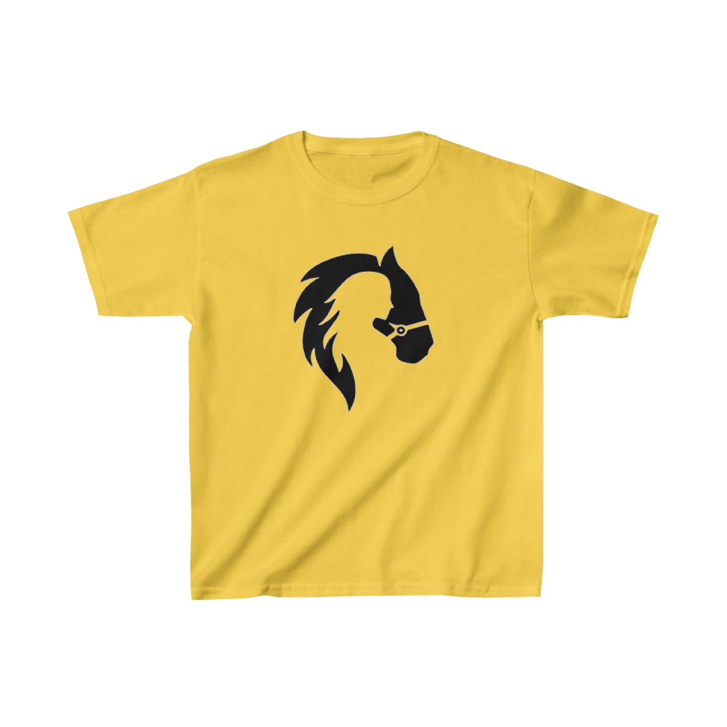 Silhouette of Girl and Horse - Kids Cotton Tee - Black Logo