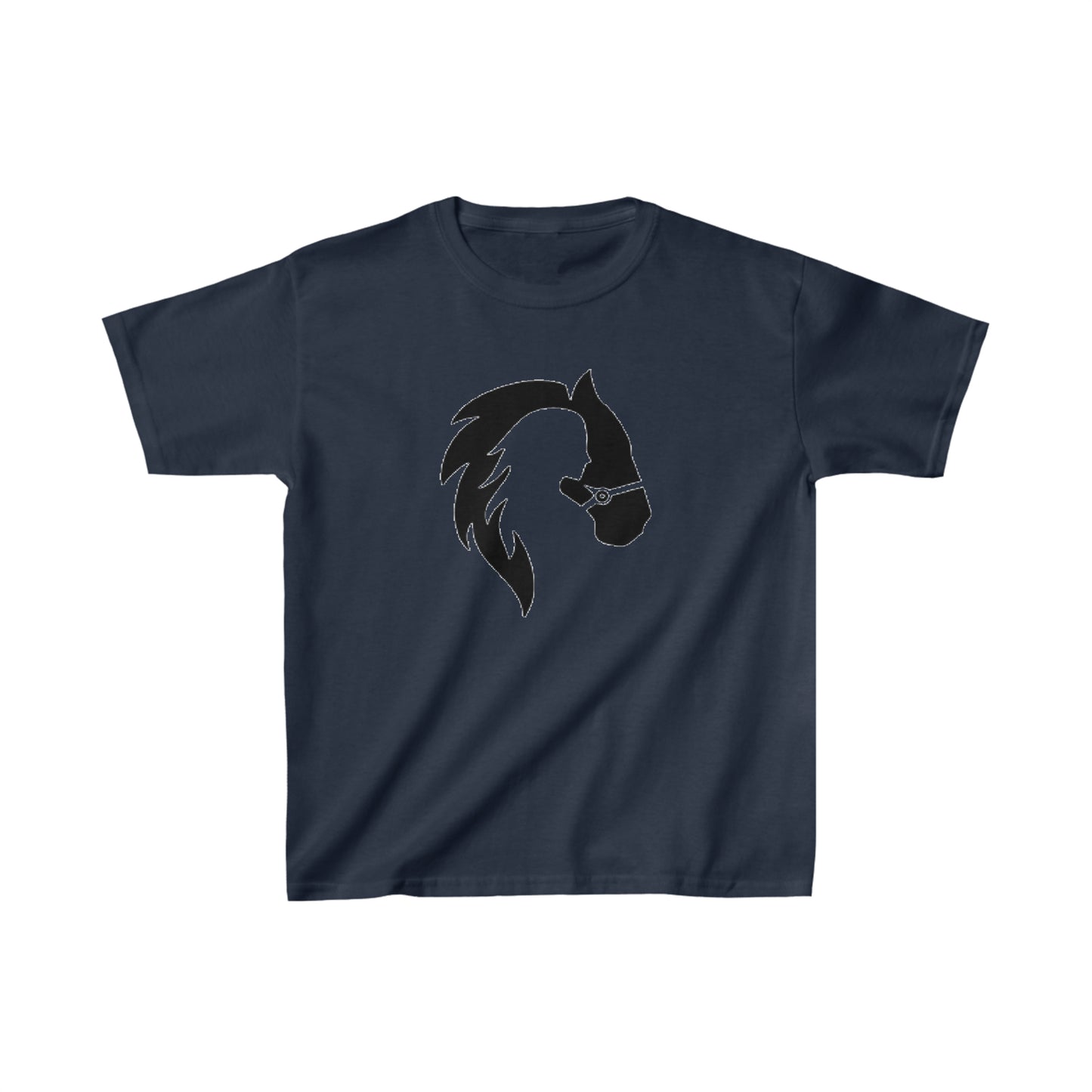 Silhouette of Girl and Horse - Kids Cotton Tee - Black Logo