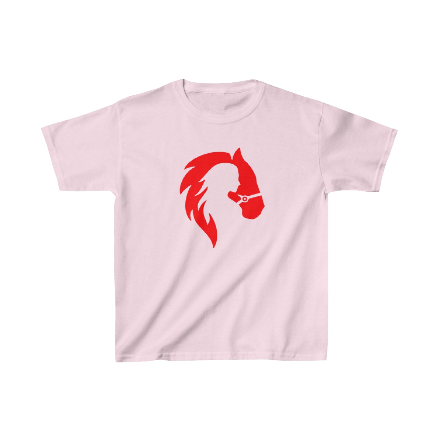 Silhouette of Girl and Horse - Kids Cotton Tee - Red Logo