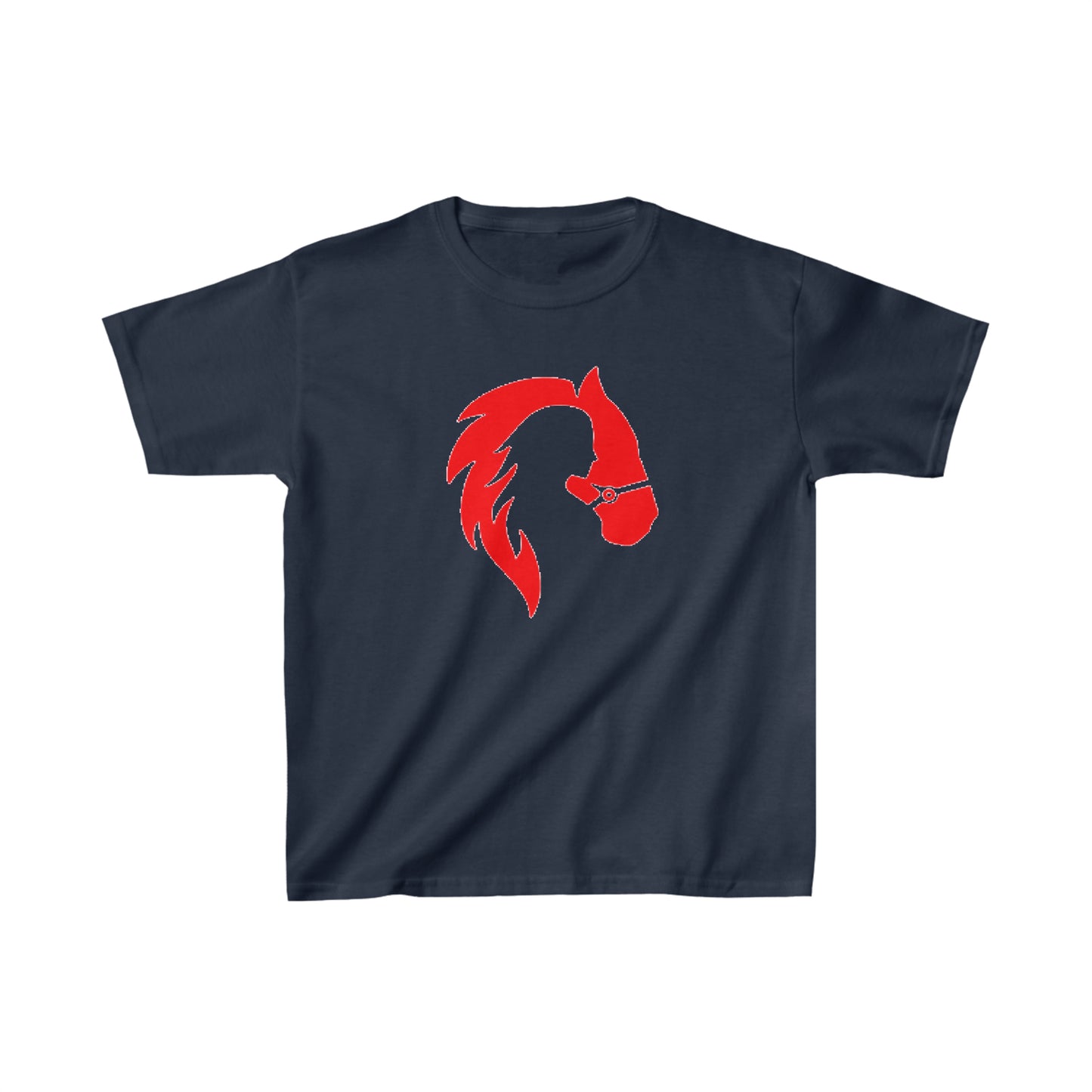 Silhouette of Girl and Horse - Kids Cotton Tee - Red Logo