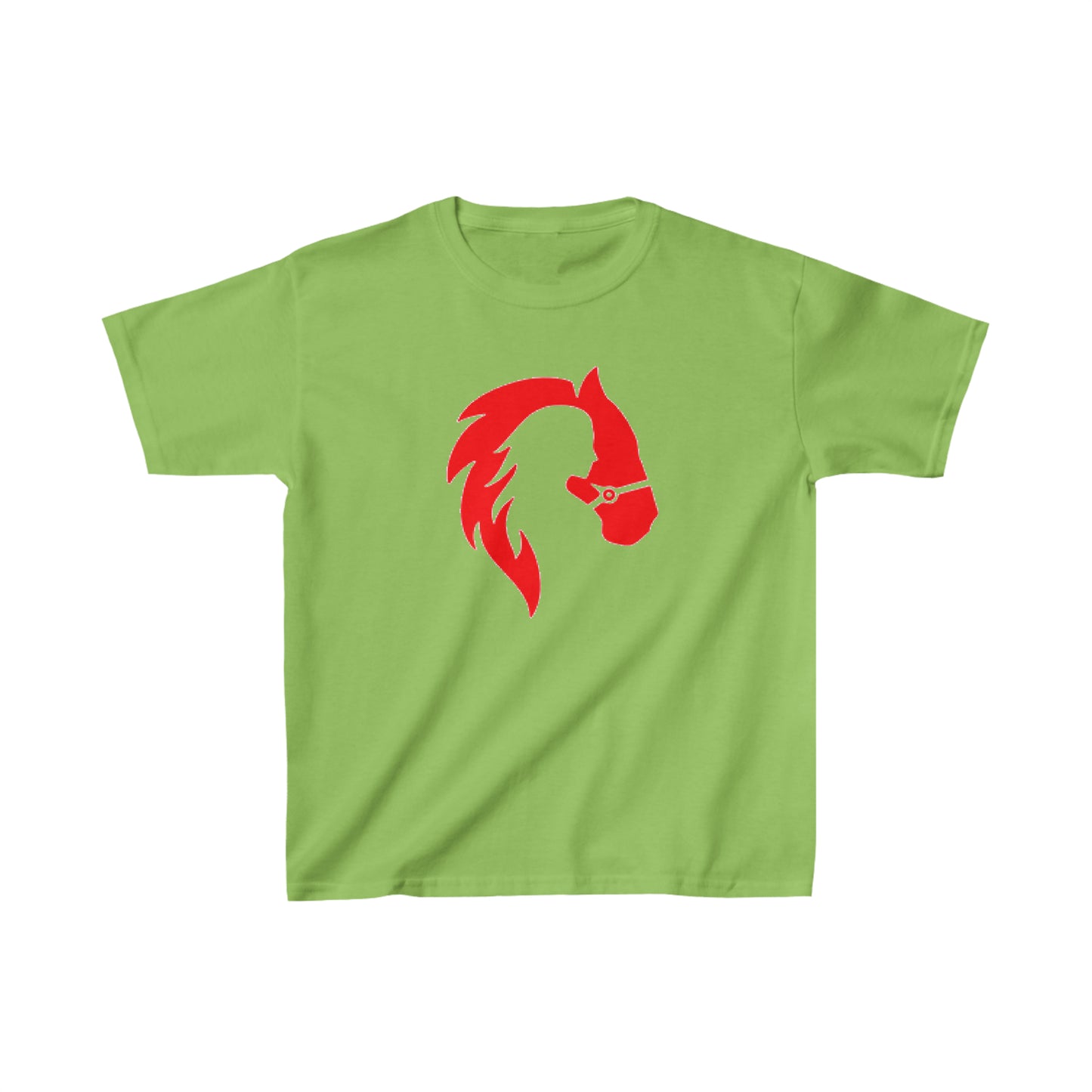 Silhouette of Girl and Horse - Kids Cotton Tee - Red Logo