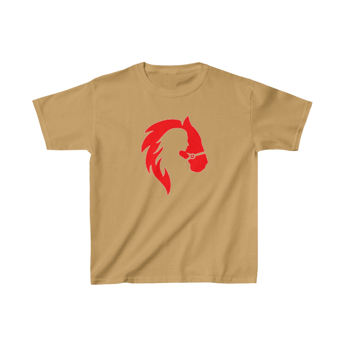 Silhouette of Girl and Horse - Kids Cotton Tee - Red Logo