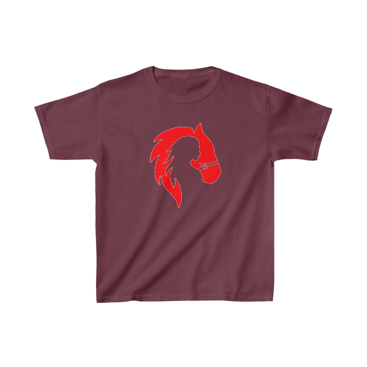 Silhouette of Girl and Horse - Kids Cotton Tee - Red Logo