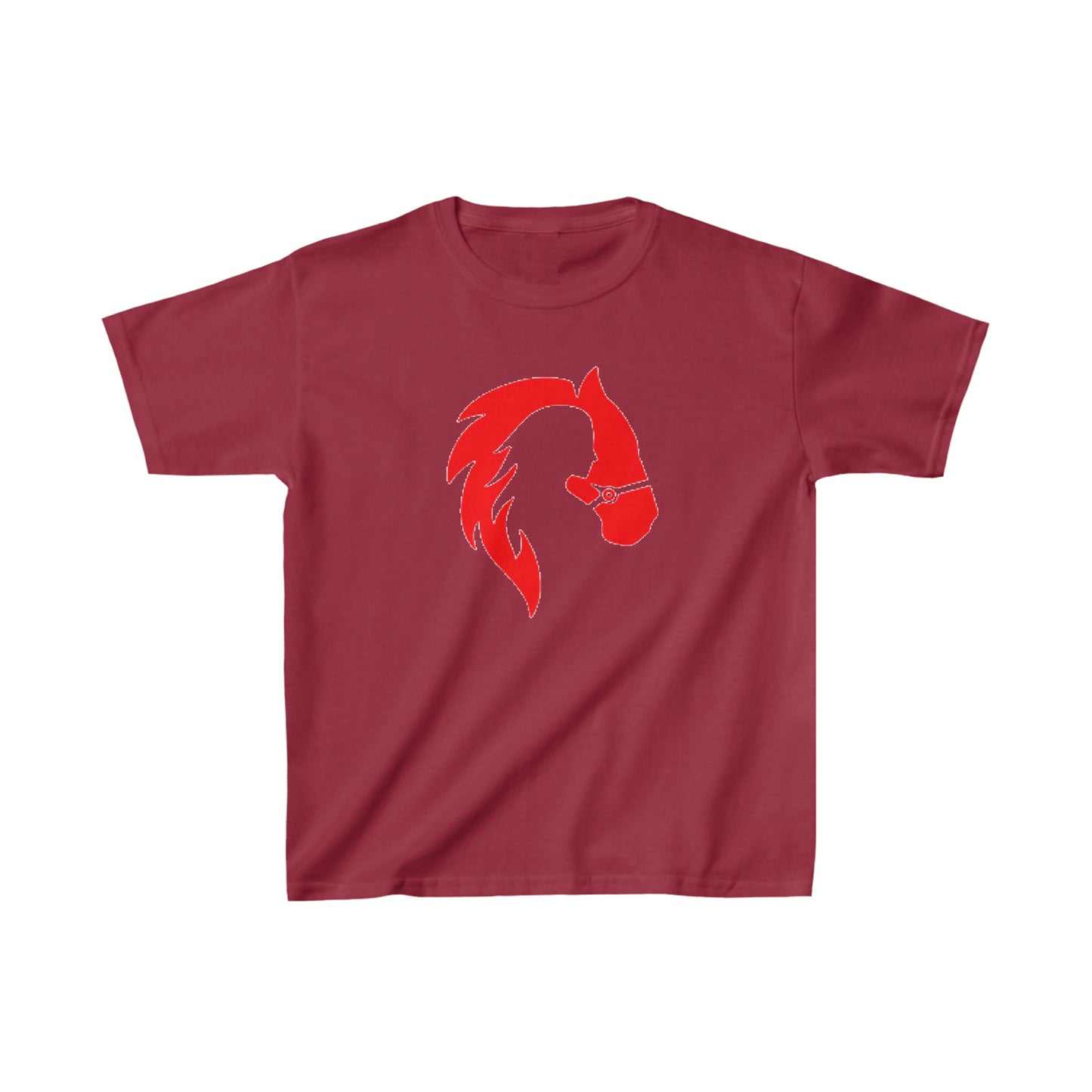 Silhouette of Girl and Horse - Kids Cotton Tee - Red Logo