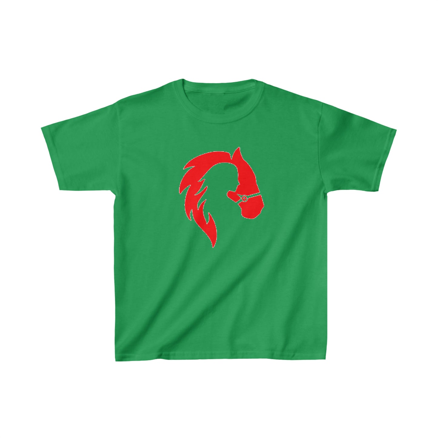 Silhouette of Girl and Horse - Kids Cotton Tee - Red Logo