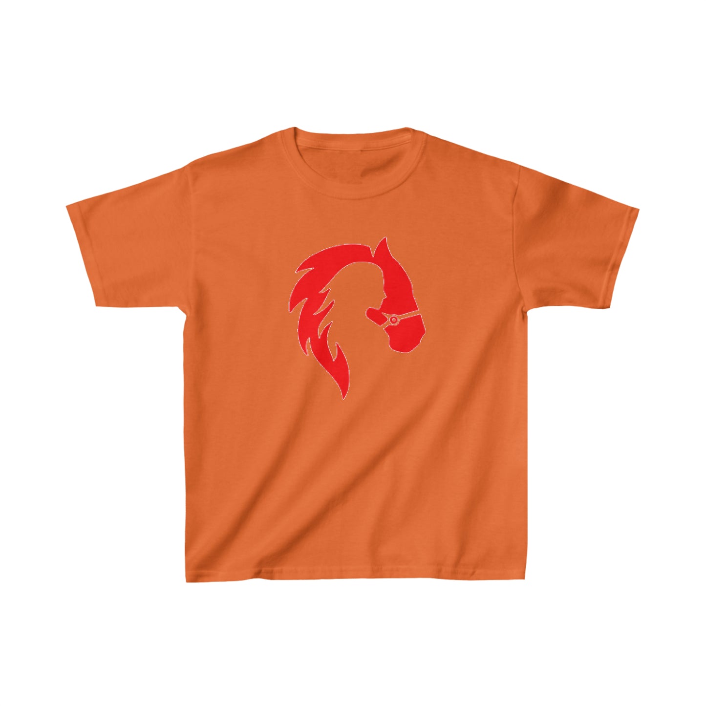 Silhouette of Girl and Horse - Kids Cotton Tee - Red Logo