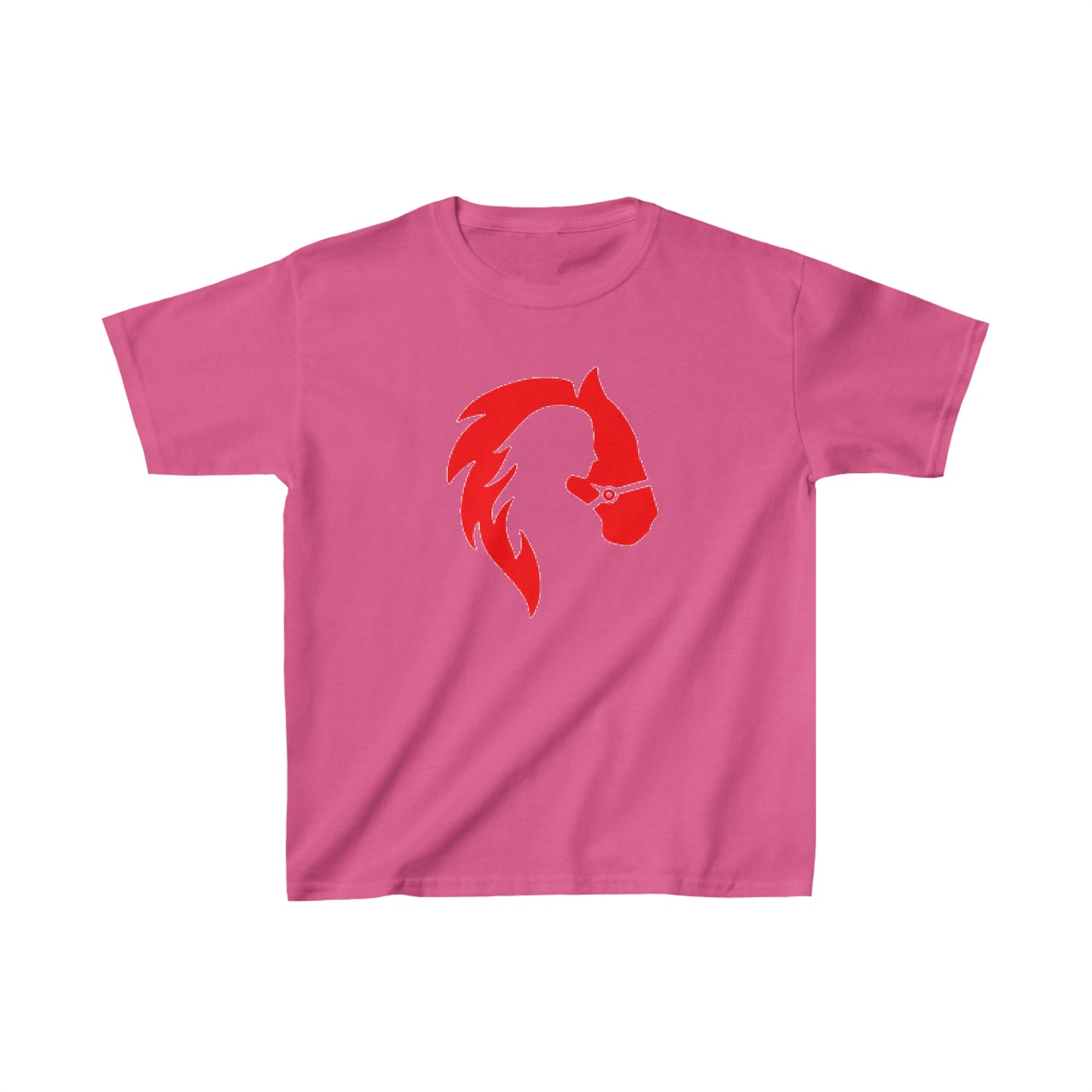 Silhouette of Girl and Horse - Kids Cotton Tee - Red Logo