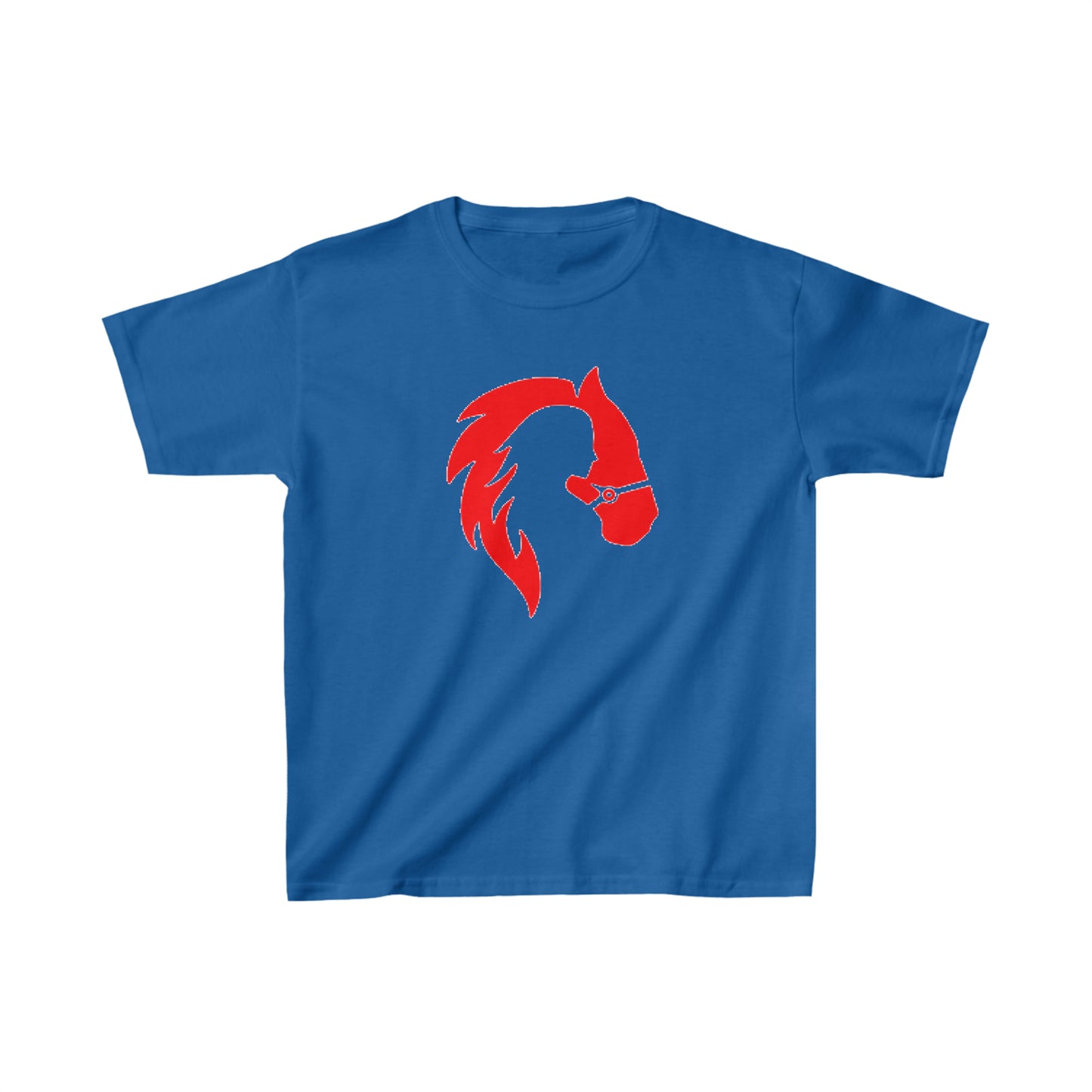 Silhouette of Girl and Horse - Kids Cotton Tee - Red Logo