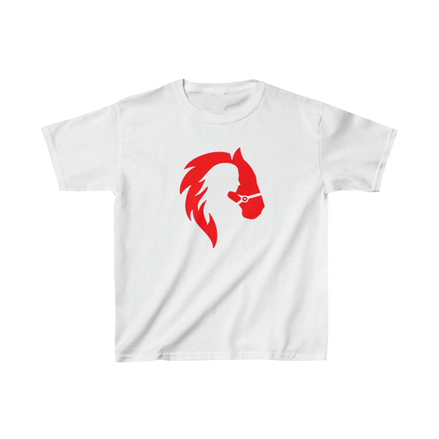 Silhouette of Girl and Horse - Kids Cotton Tee - Red Logo