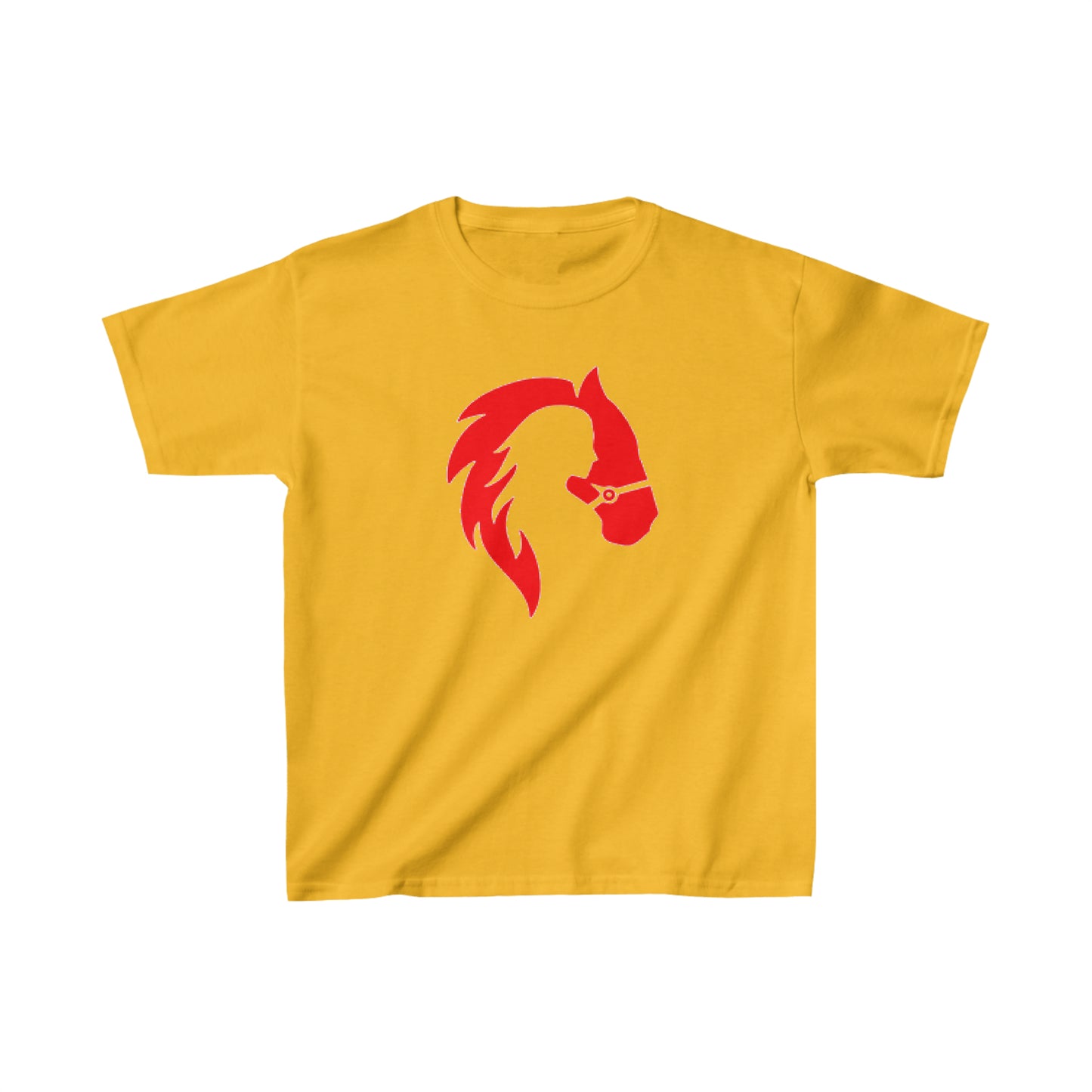 Silhouette of Girl and Horse - Kids Cotton Tee - Red Logo
