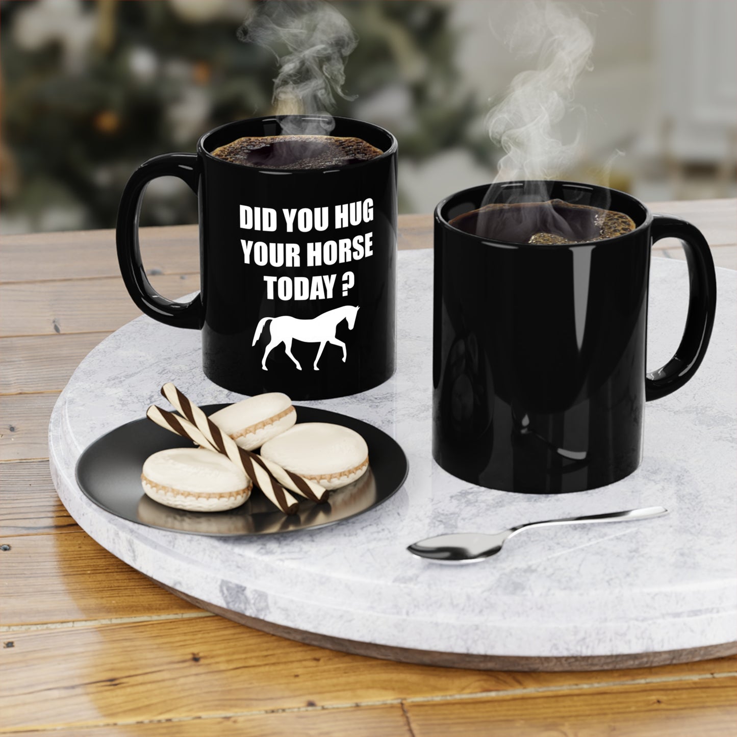 Horse Hugs - Black mug 11oz
