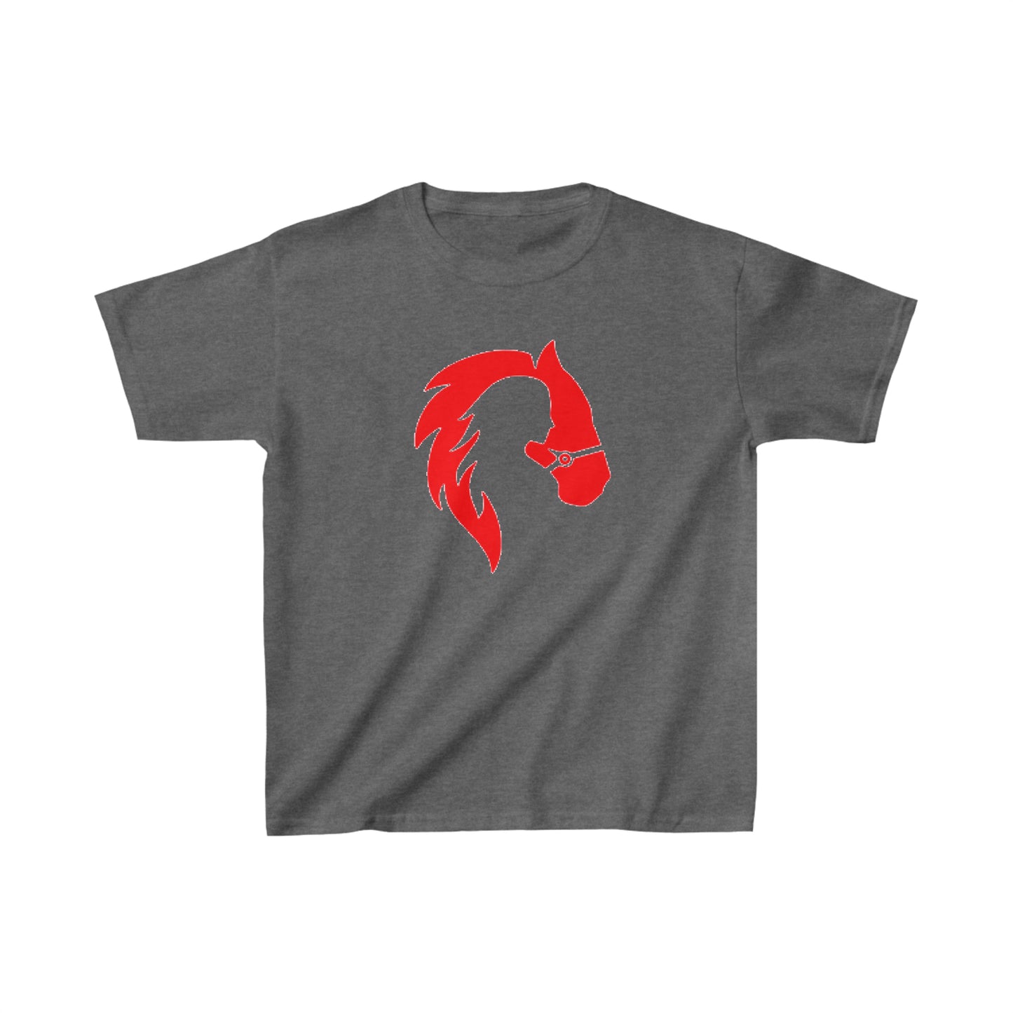 Silhouette of Girl and Horse - Kids Cotton Tee - Red Logo