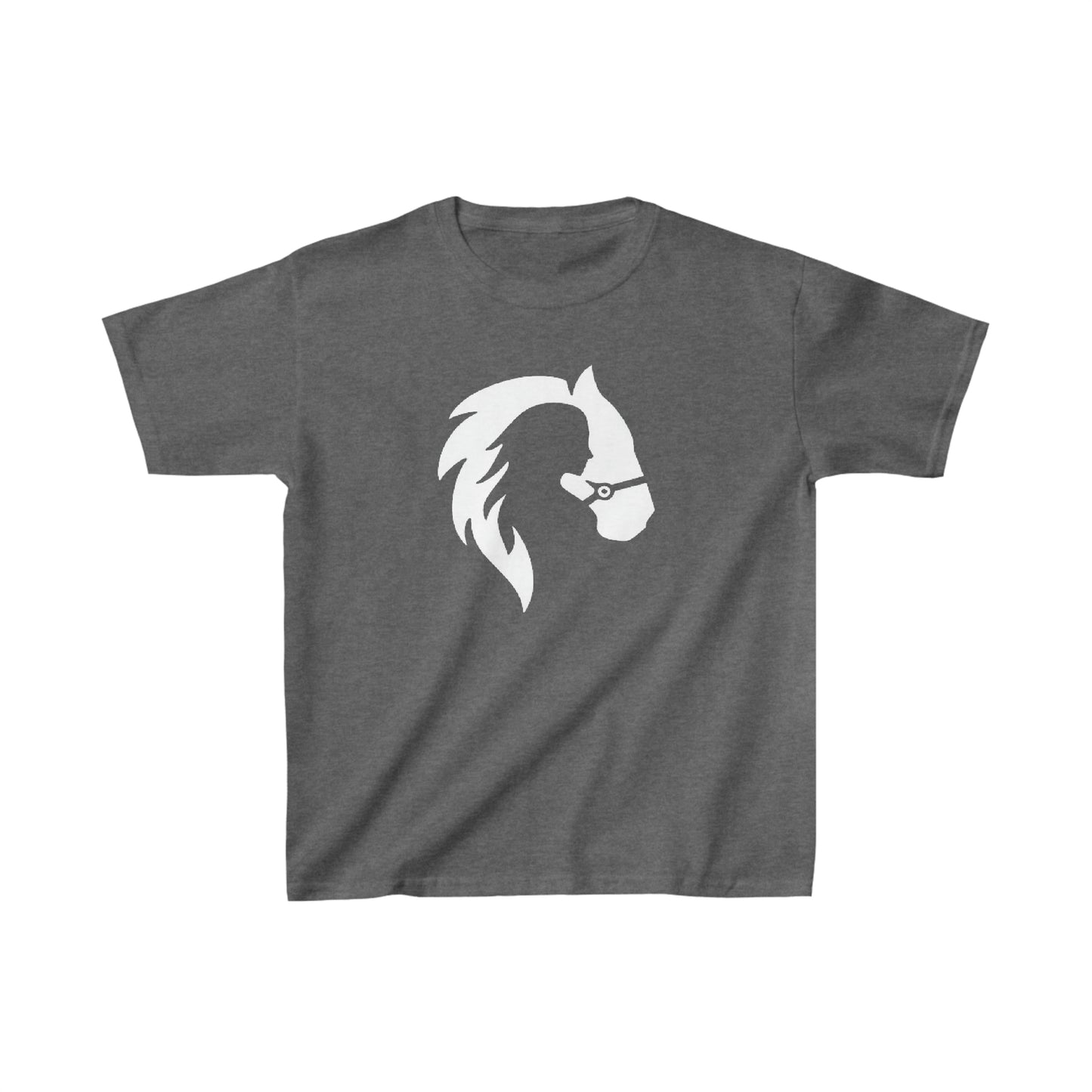 Silhouette of Girl and Horse - Kids Cotton Tee - White Logo