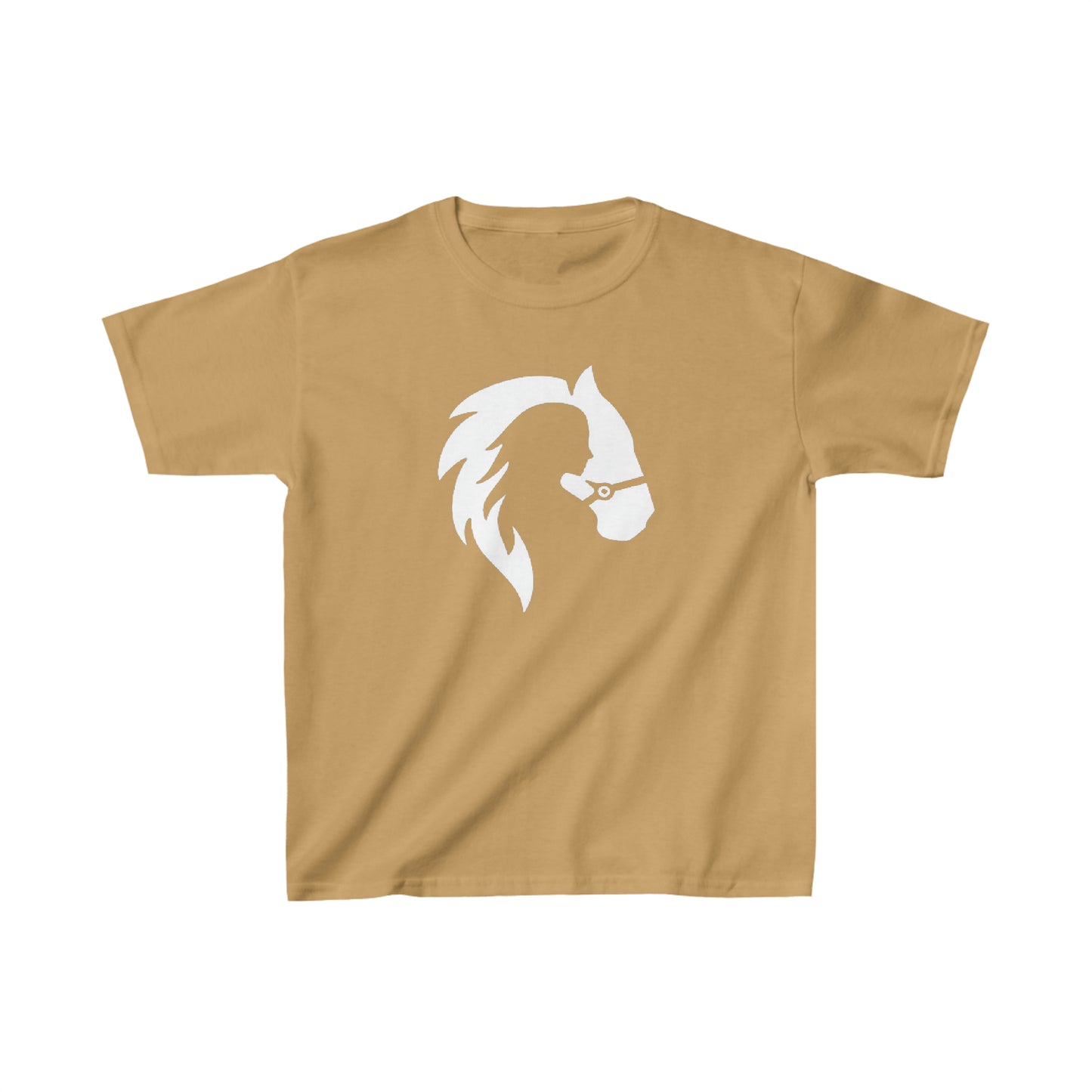 Silhouette of Girl and Horse - Kids Cotton Tee - White Logo