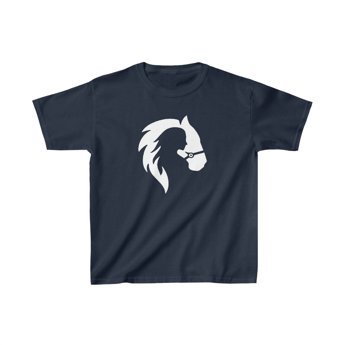 Silhouette of Girl and Horse - Kids Cotton Tee - White Logo