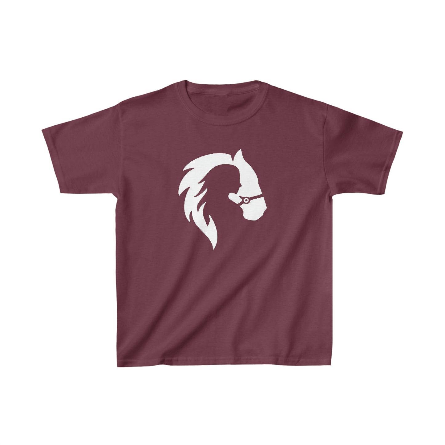 Silhouette of Girl and Horse - Kids Cotton Tee - White Logo