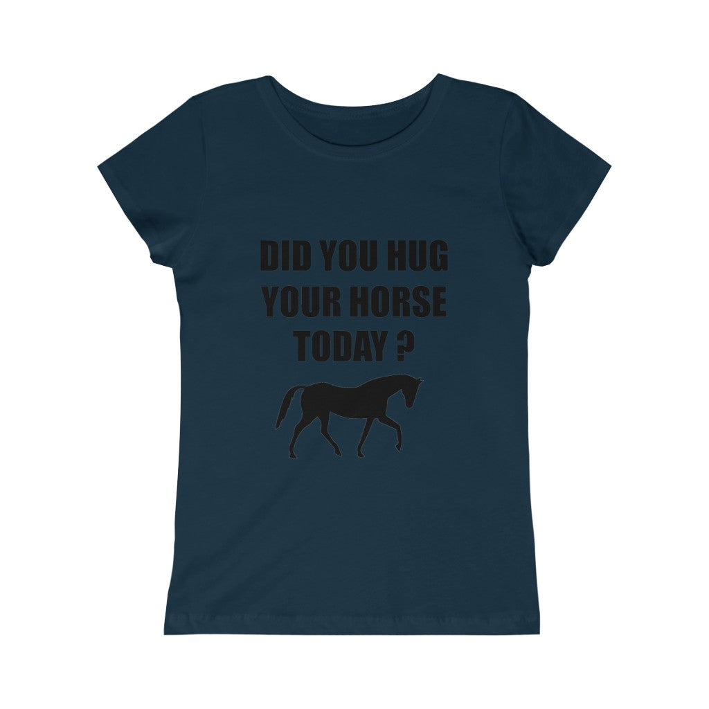 Horse Hugs - Girls Princess Tee - Black Print