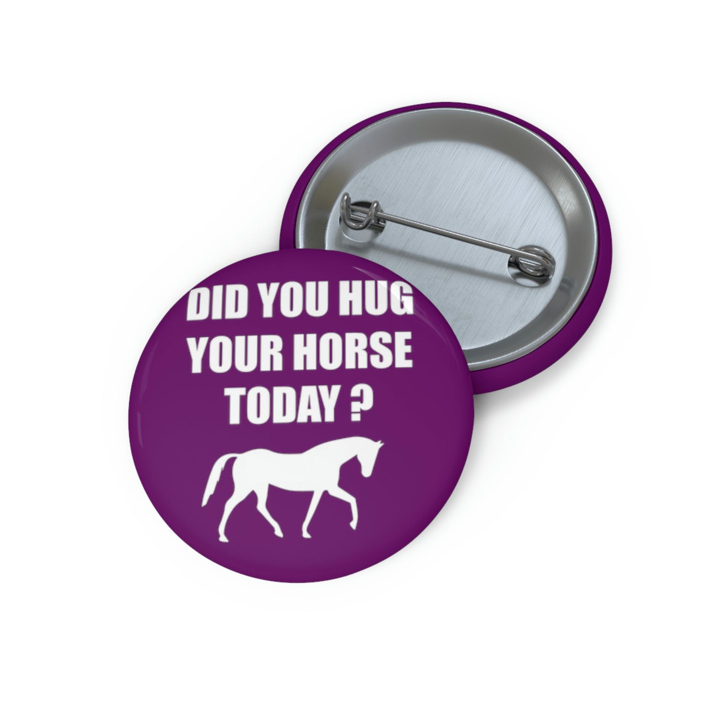 Horse Hugs - Custom Pin Buttons - Purple / White