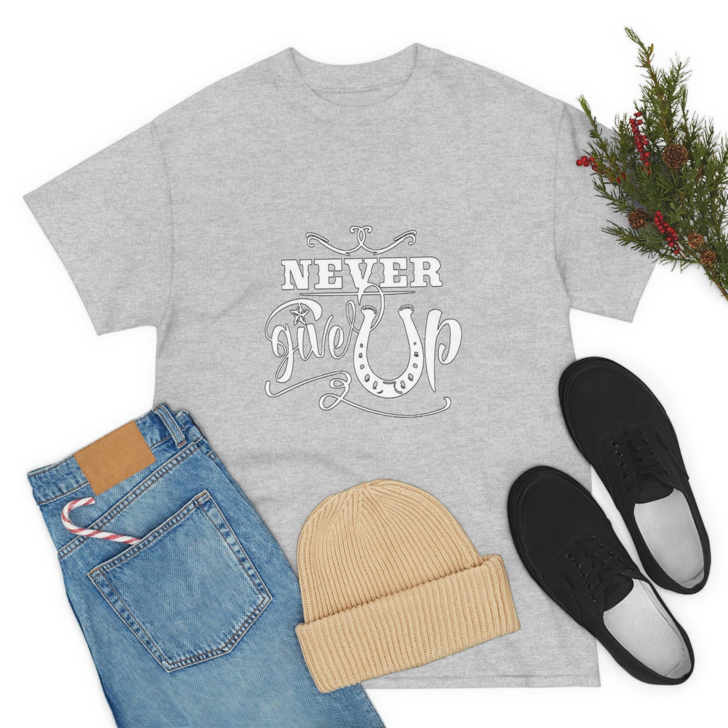 Never Give Up - Adult Tee (Front Logo)