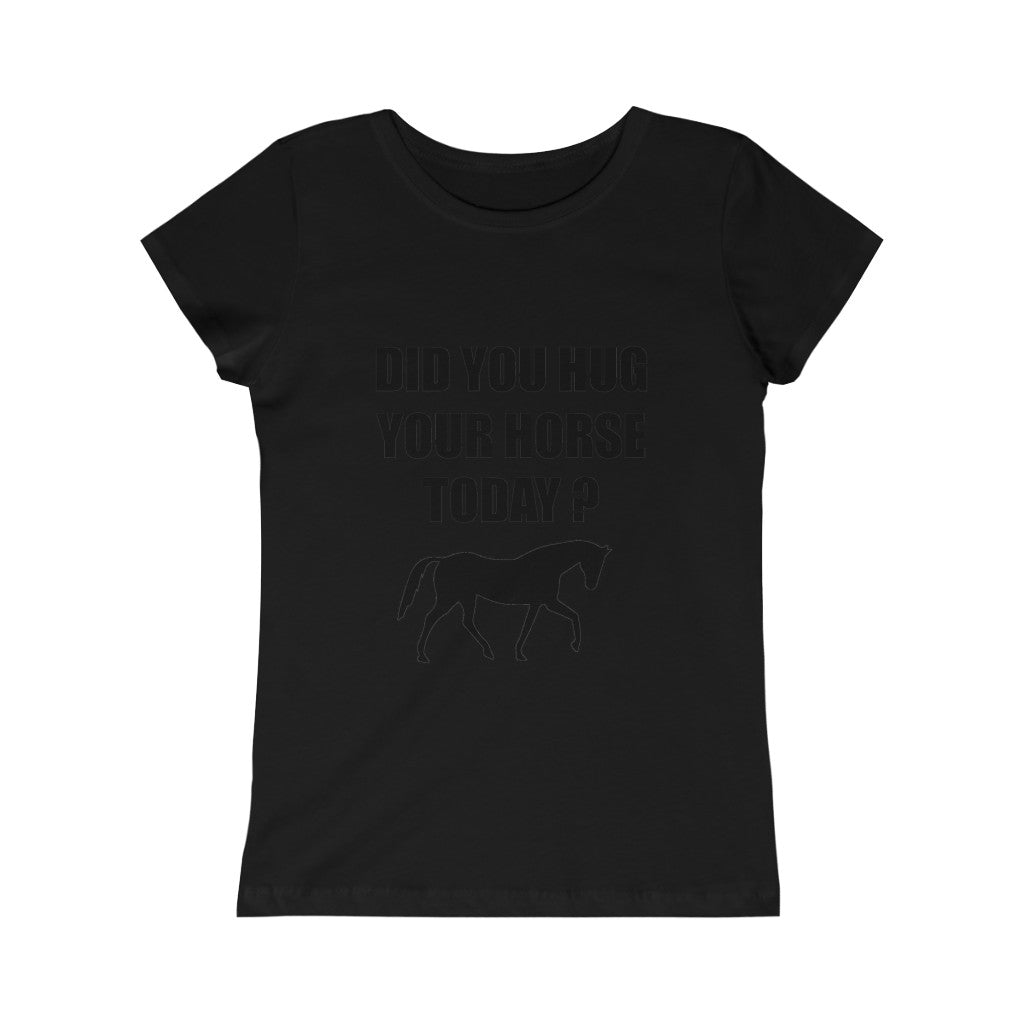 Horse Hugs - Girls Princess Tee - Black Print
