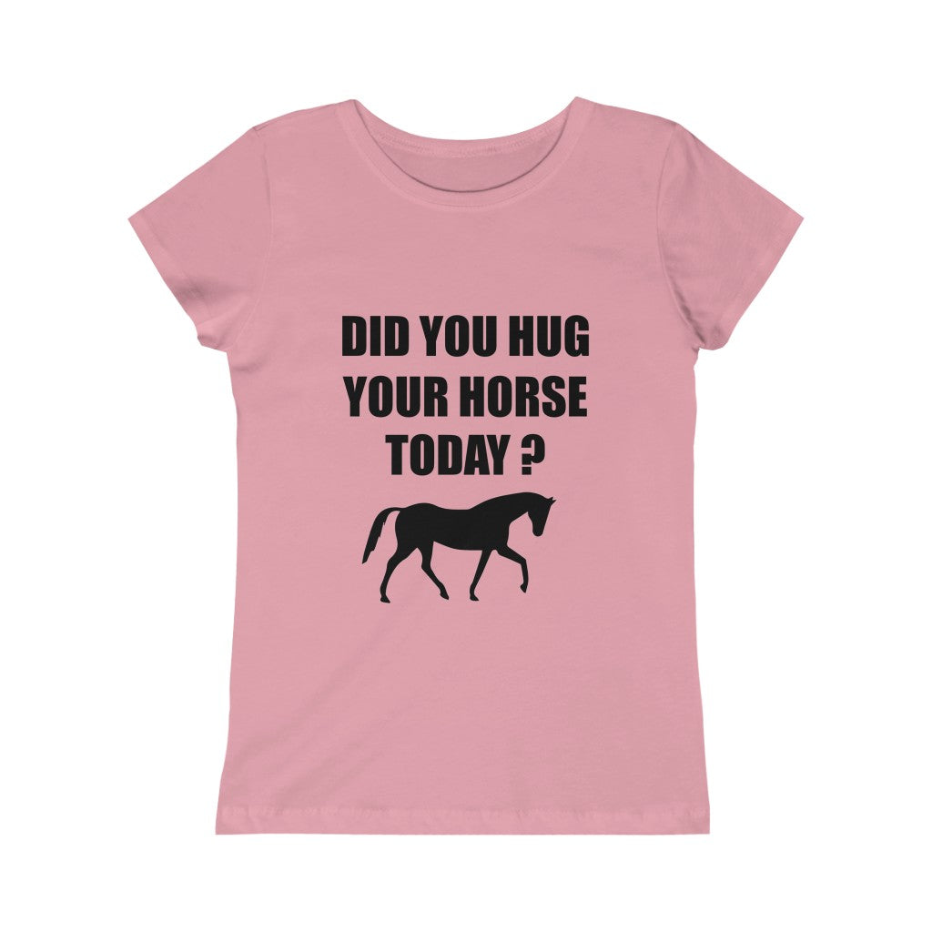 Horse Hugs - Girls Princess Tee - Black Print