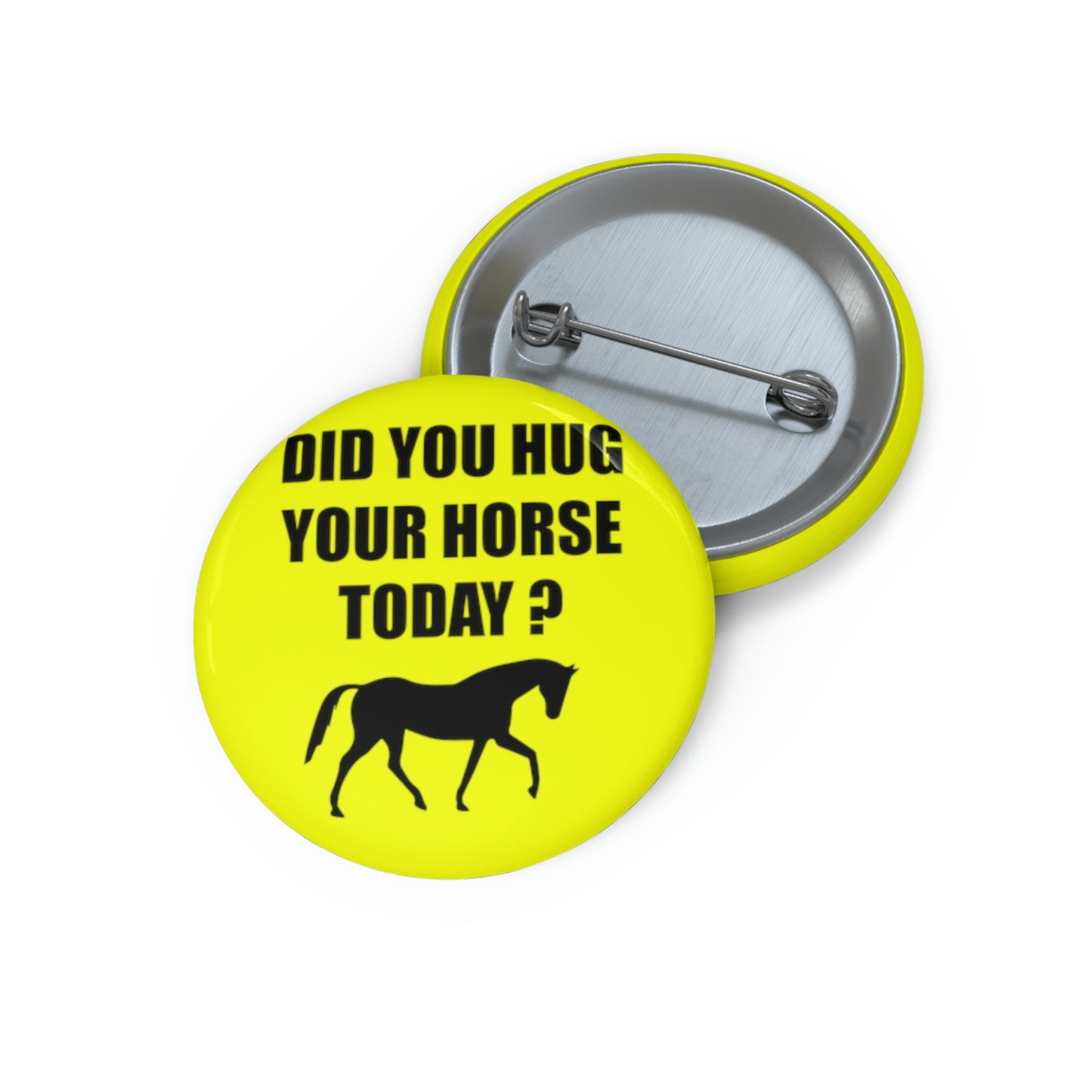 Horse Hugs - Custom Pin Buttons - Yellow / Black