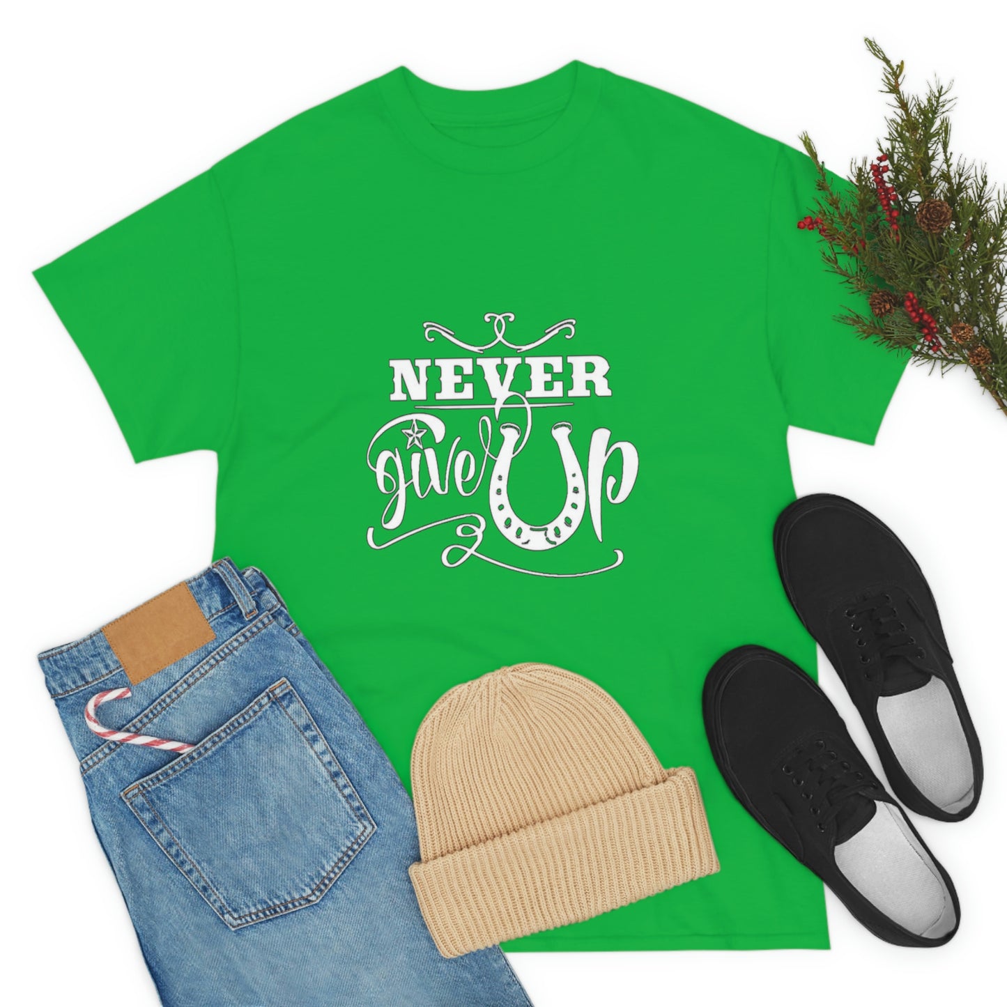 Never Give Up - Adult Tee (Front Logo)