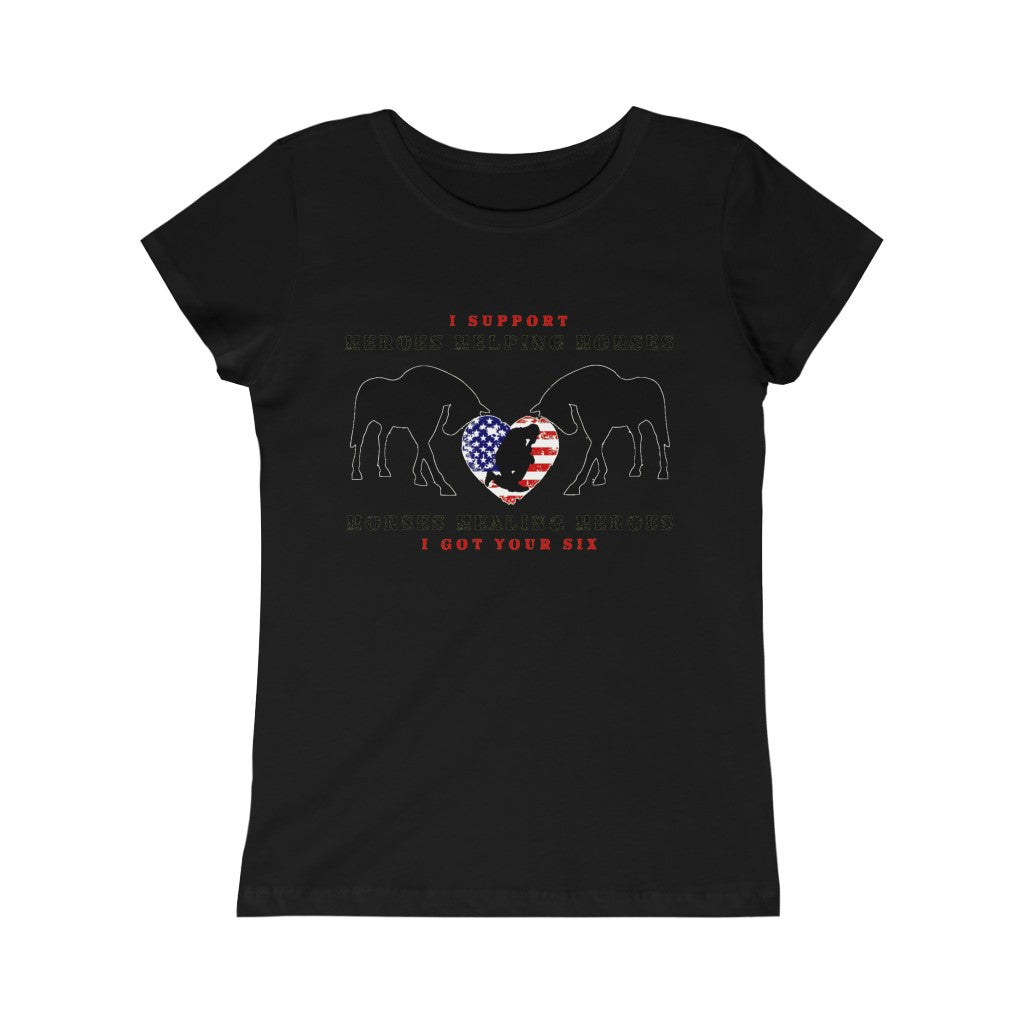 6H - Heart - Girls Princess Tee - Black Print