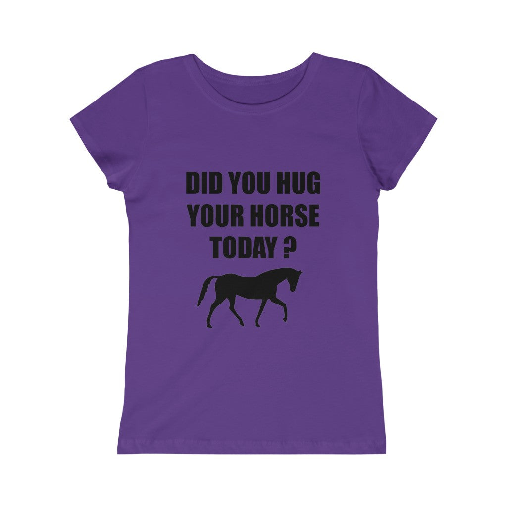 Horse Hugs - Girls Princess Tee - Black Print