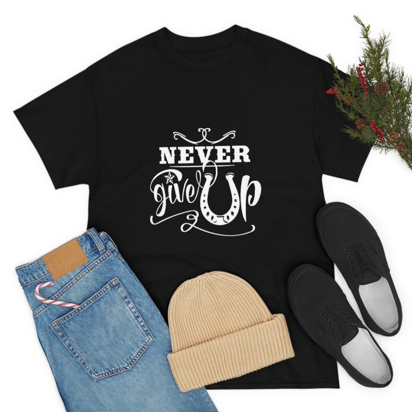 Never Give Up - Adult Tee (Front Logo)