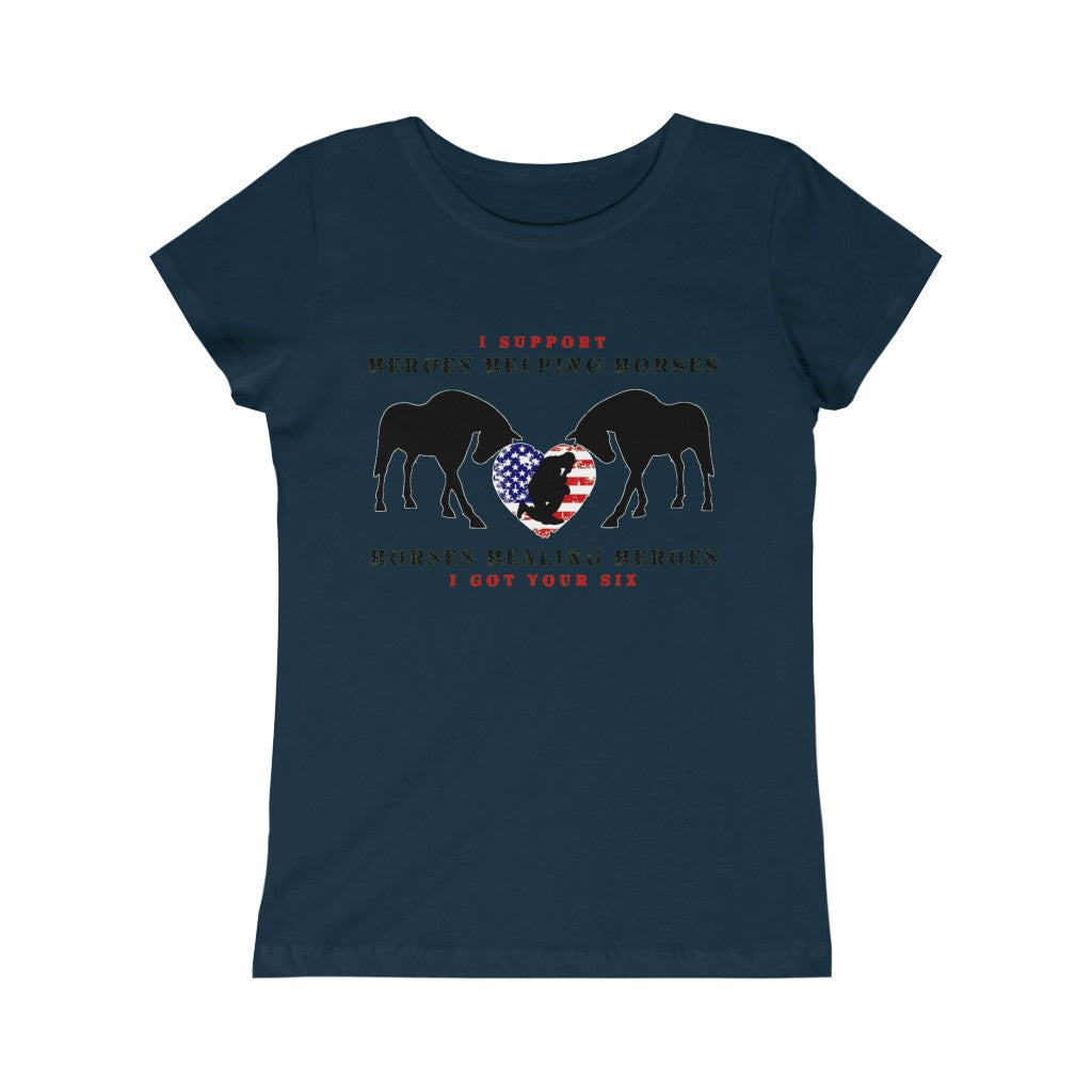 6H - Heart - Girls Princess Tee - Black Print