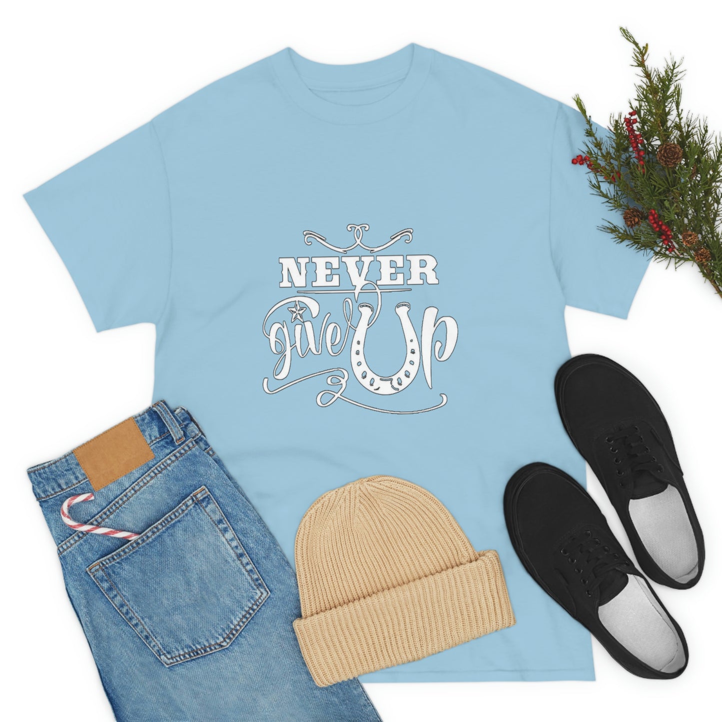 Never Give Up - Adult Tee (Front Logo)