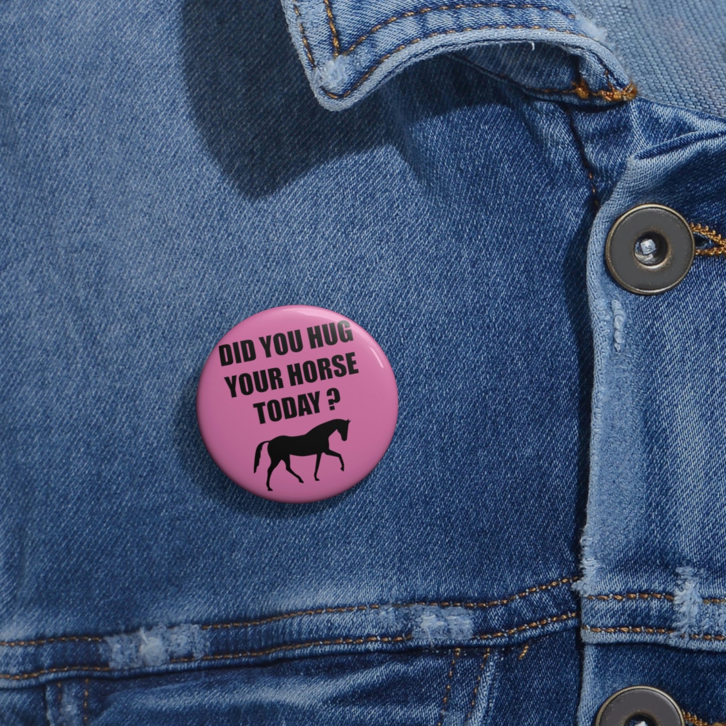 Horse Hugs - Custom Pin Buttons - Pink / Black