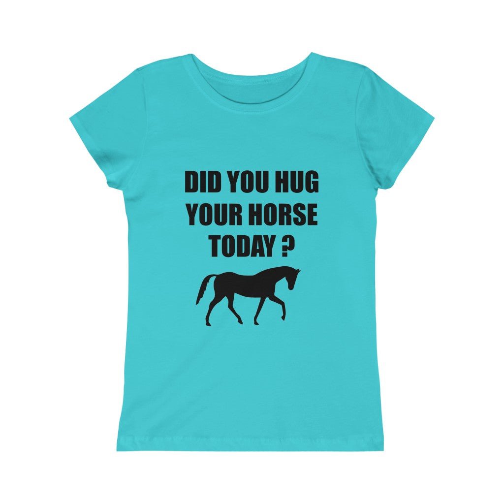 Horse Hugs - Girls Princess Tee - Black Print