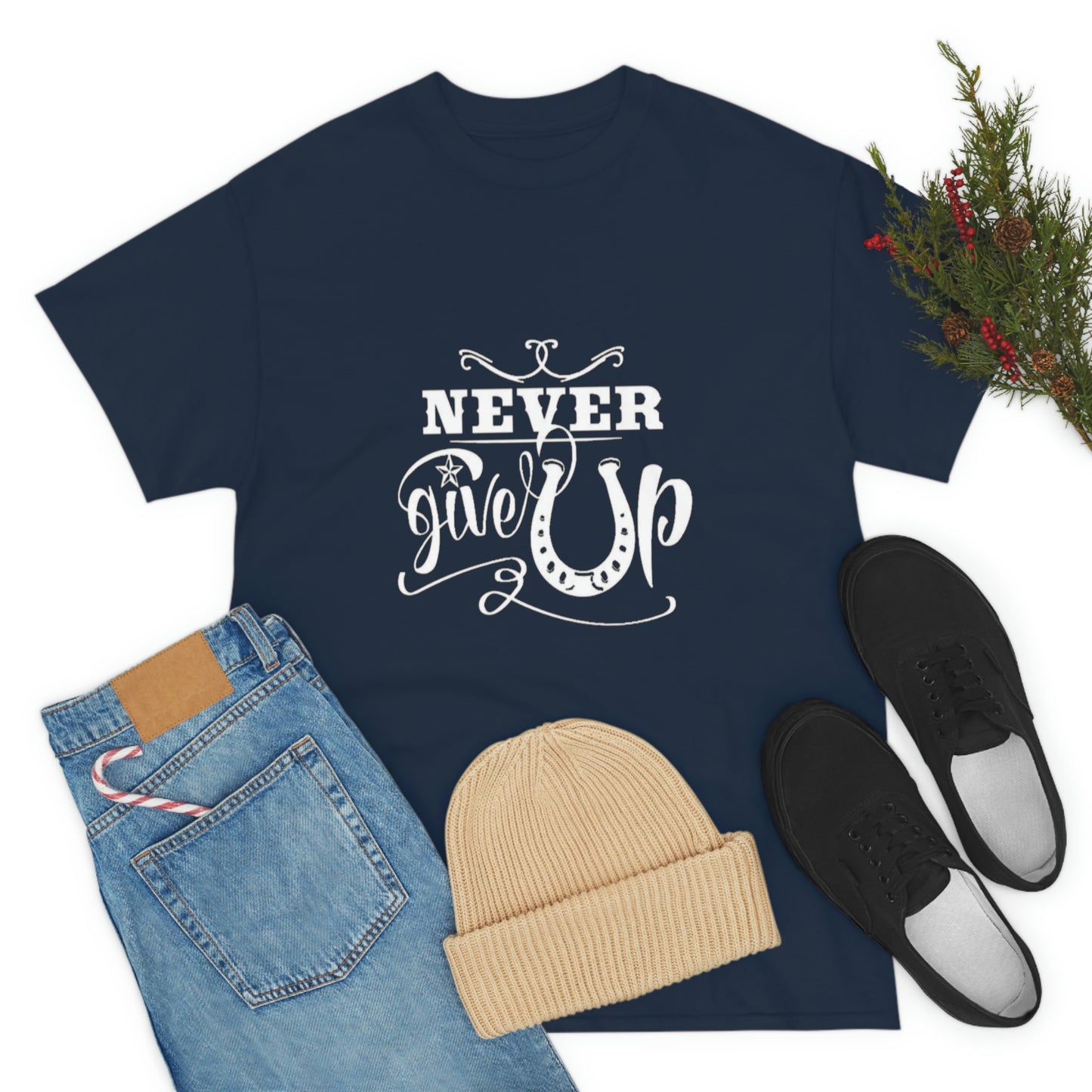 Never Give Up - Adult Tee (Front Logo)