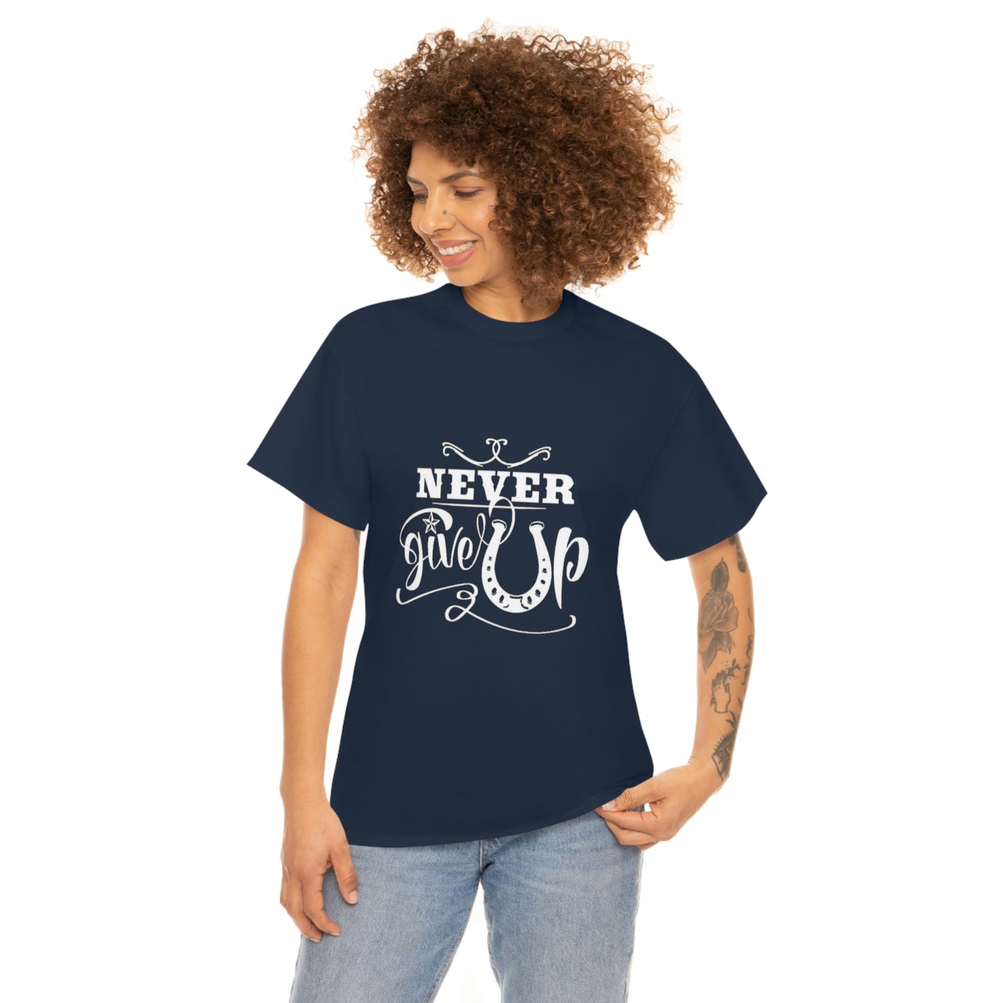 Never Give Up - Adult Tee (Front Logo)