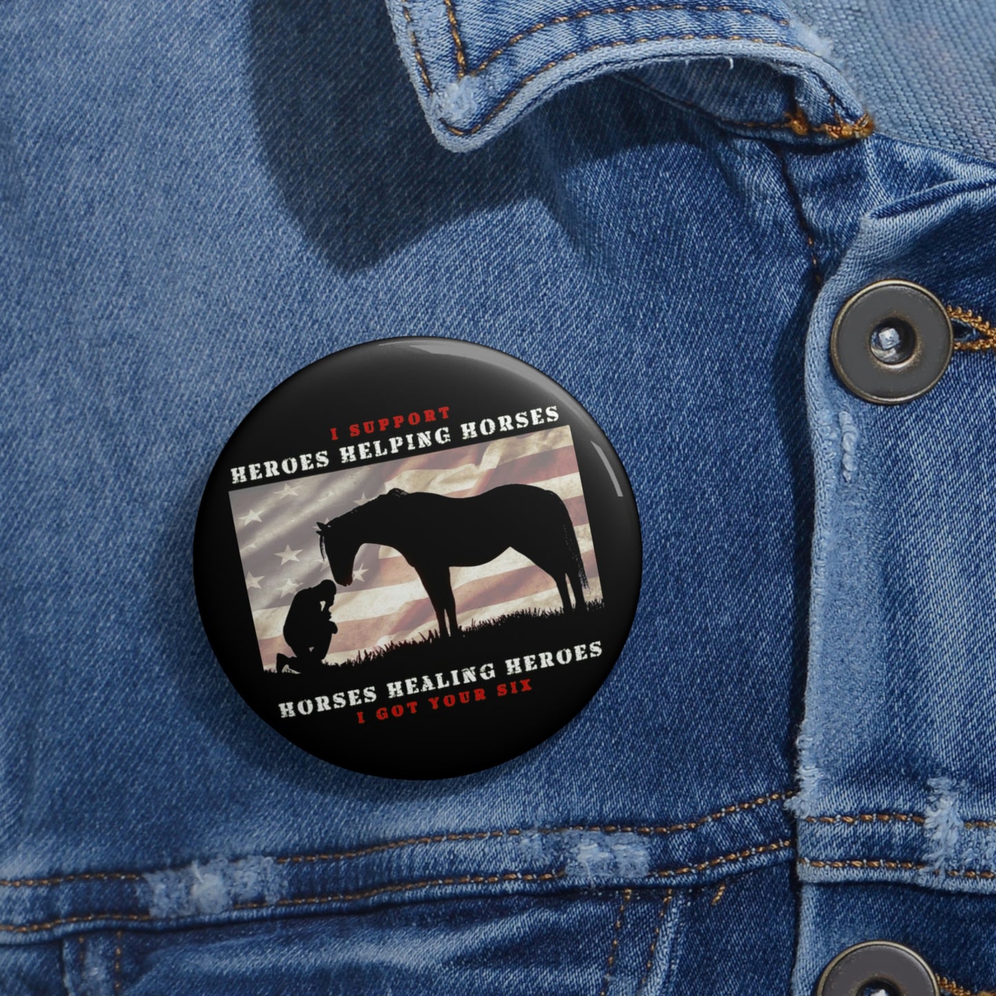 6H - Custom Pin Buttons - Black