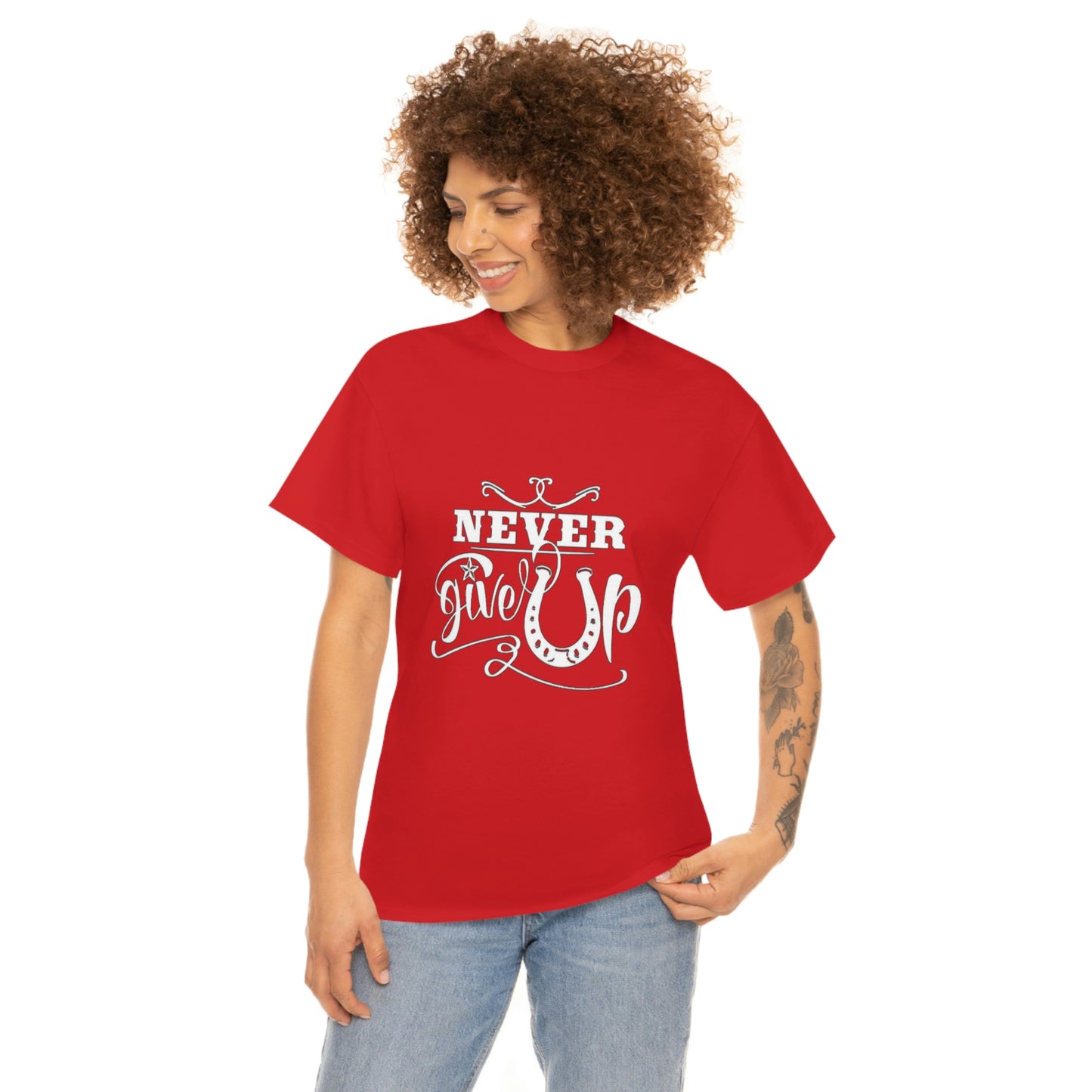 Never Give Up - Adult Tee (Front Logo)