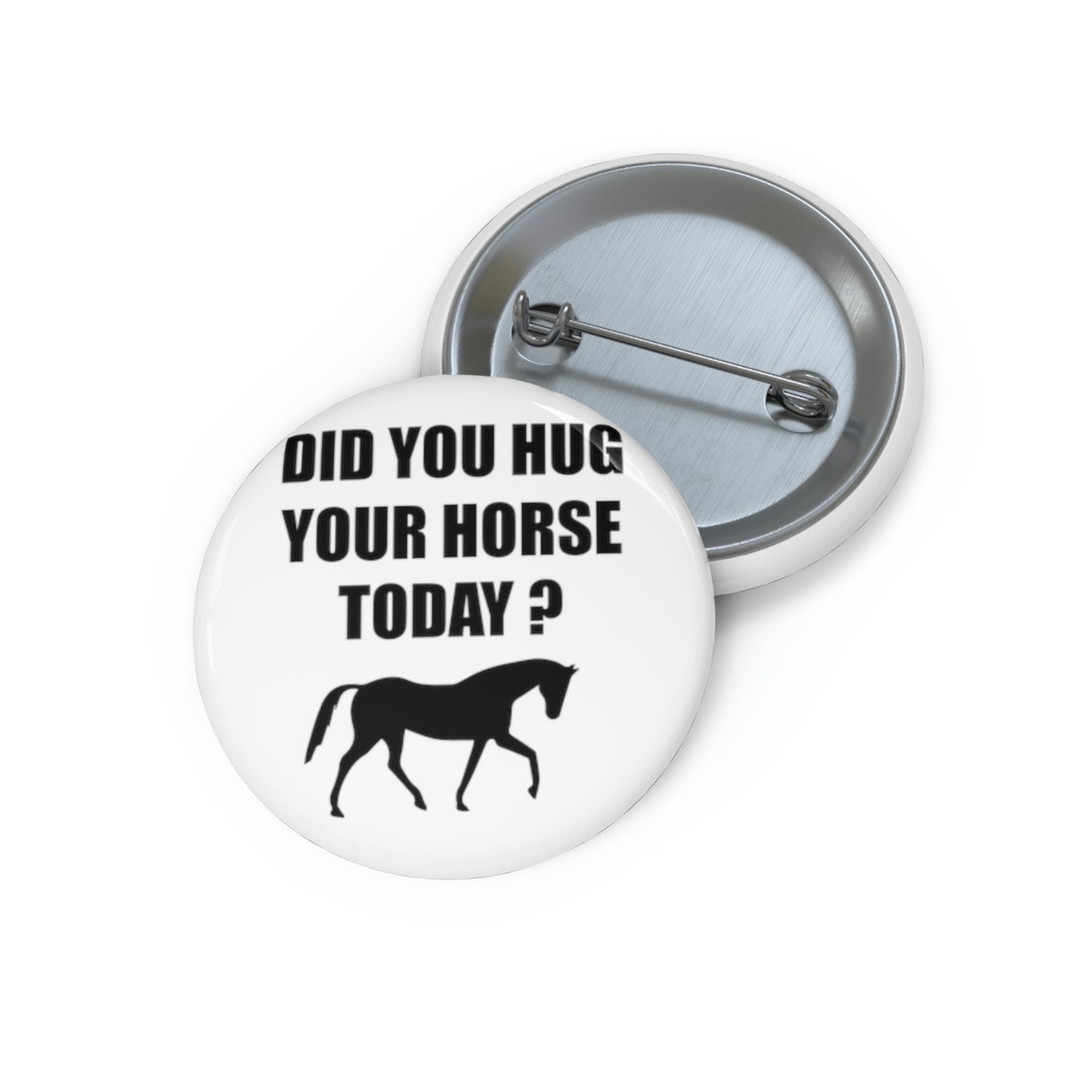 Horse Hugs - Custom Pin Buttons - White / Black