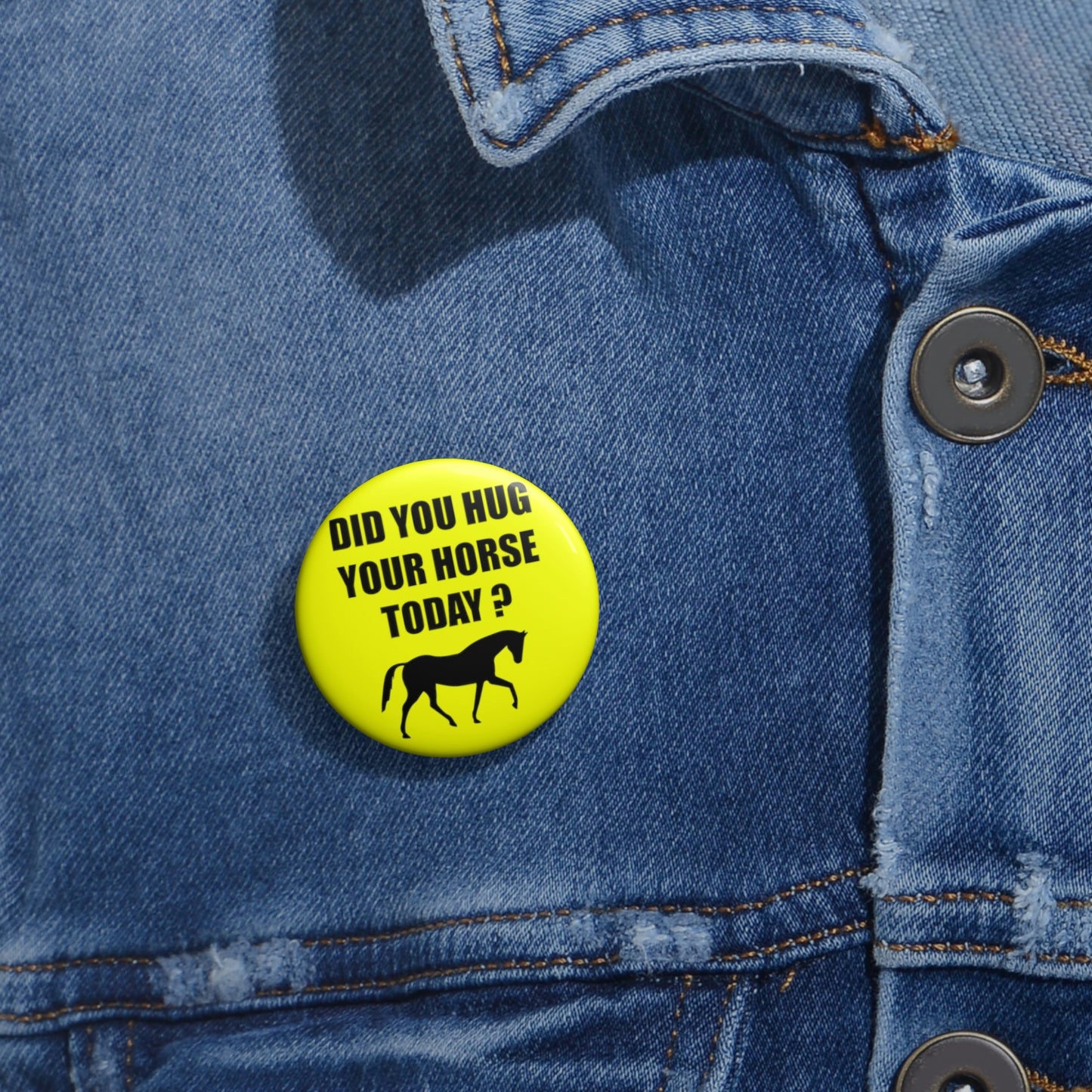 Horse Hugs - Custom Pin Buttons - Yellow / Black