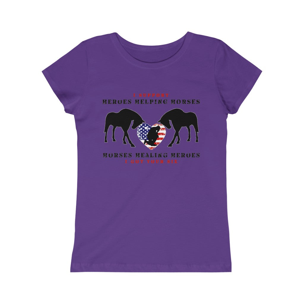 6H - Heart - Girls Princess Tee - Black Print